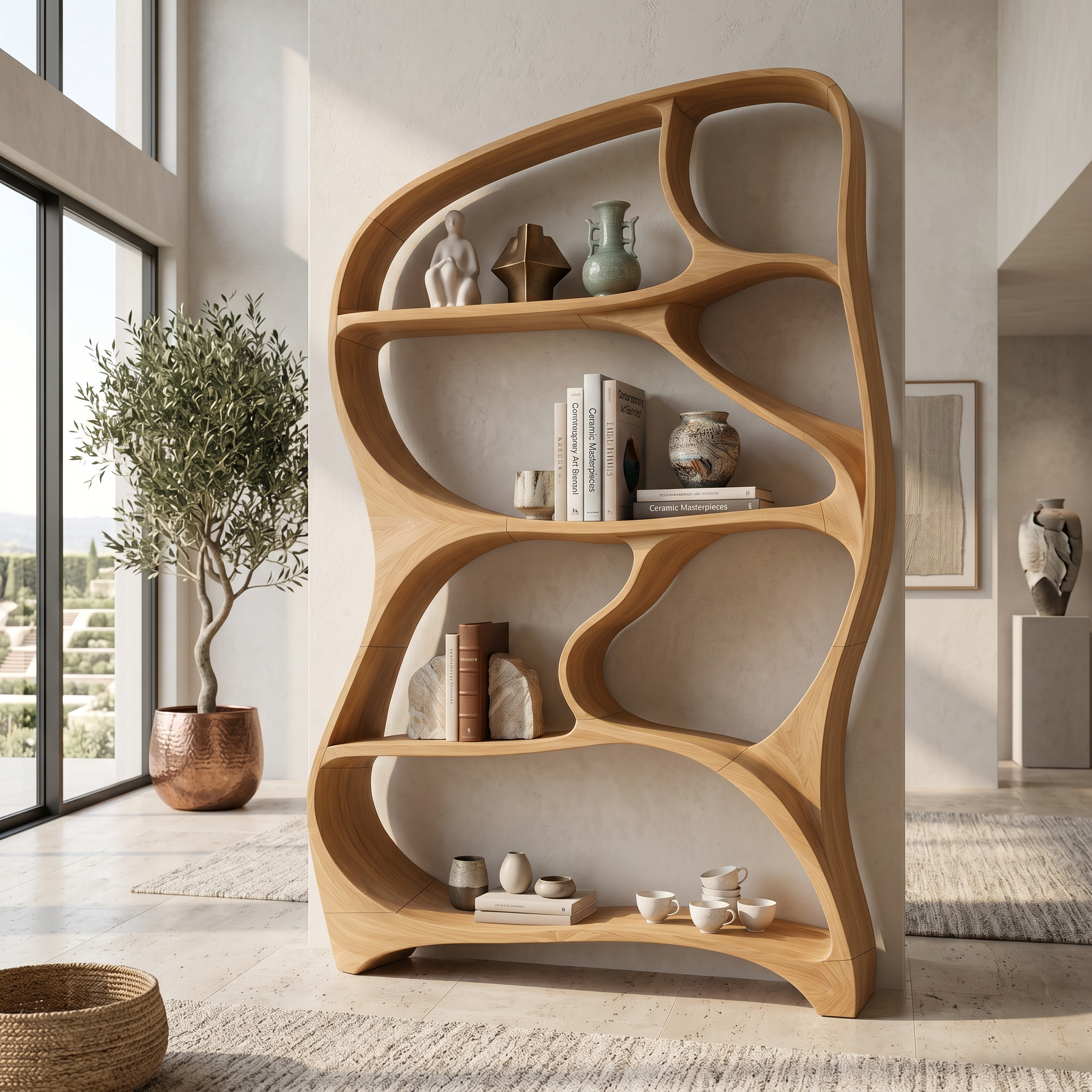Organic Wall Bookcase For Contemporary Living Room SILDTTNBS051