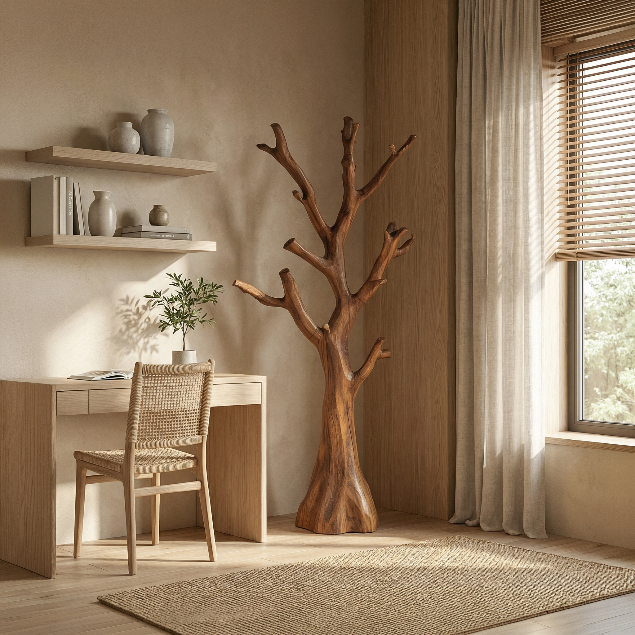 Rustic Tree Form Coat Stand For Hallway And Living Room SINLSATCR100