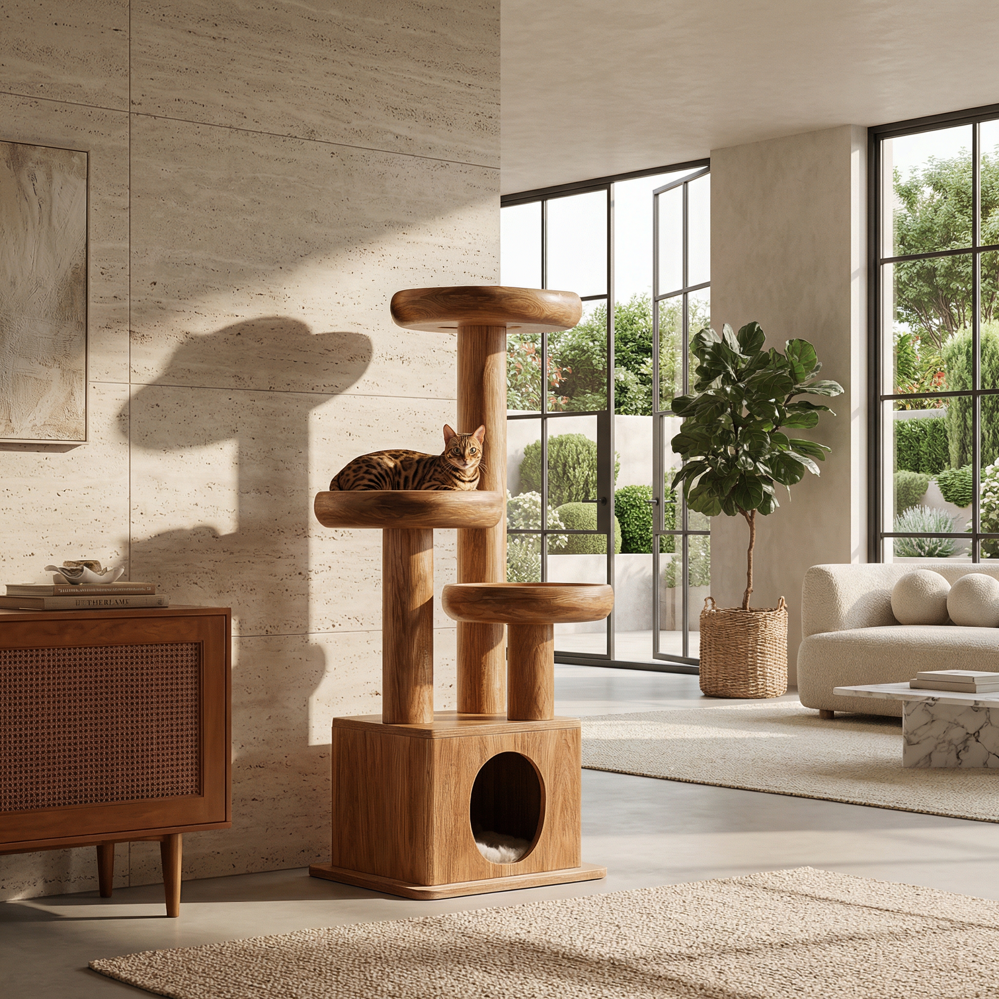 Modern Decorative Cat Tower For Living Room And Pet Lounge SINLSATT124