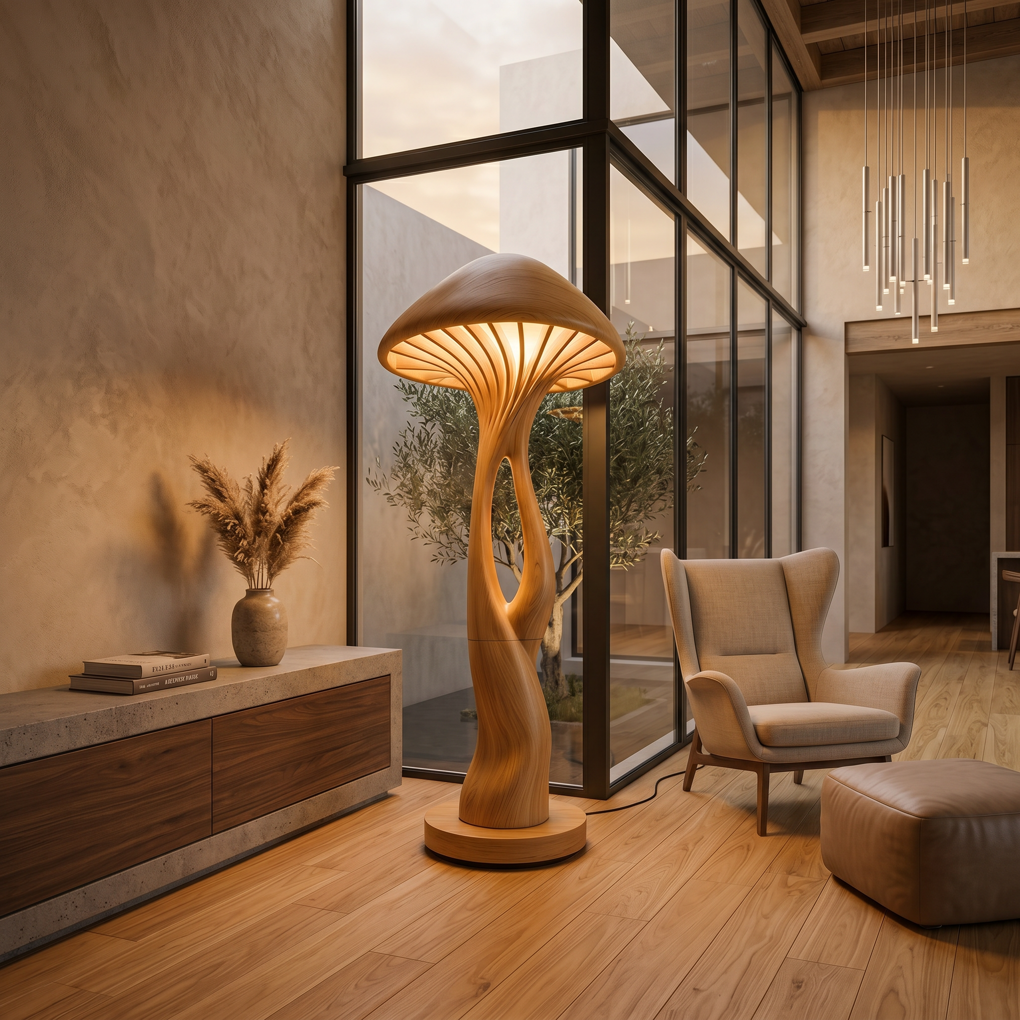 Organic Canopy Mushroom Floor Lamp For Bedside SILDTTNLAM011