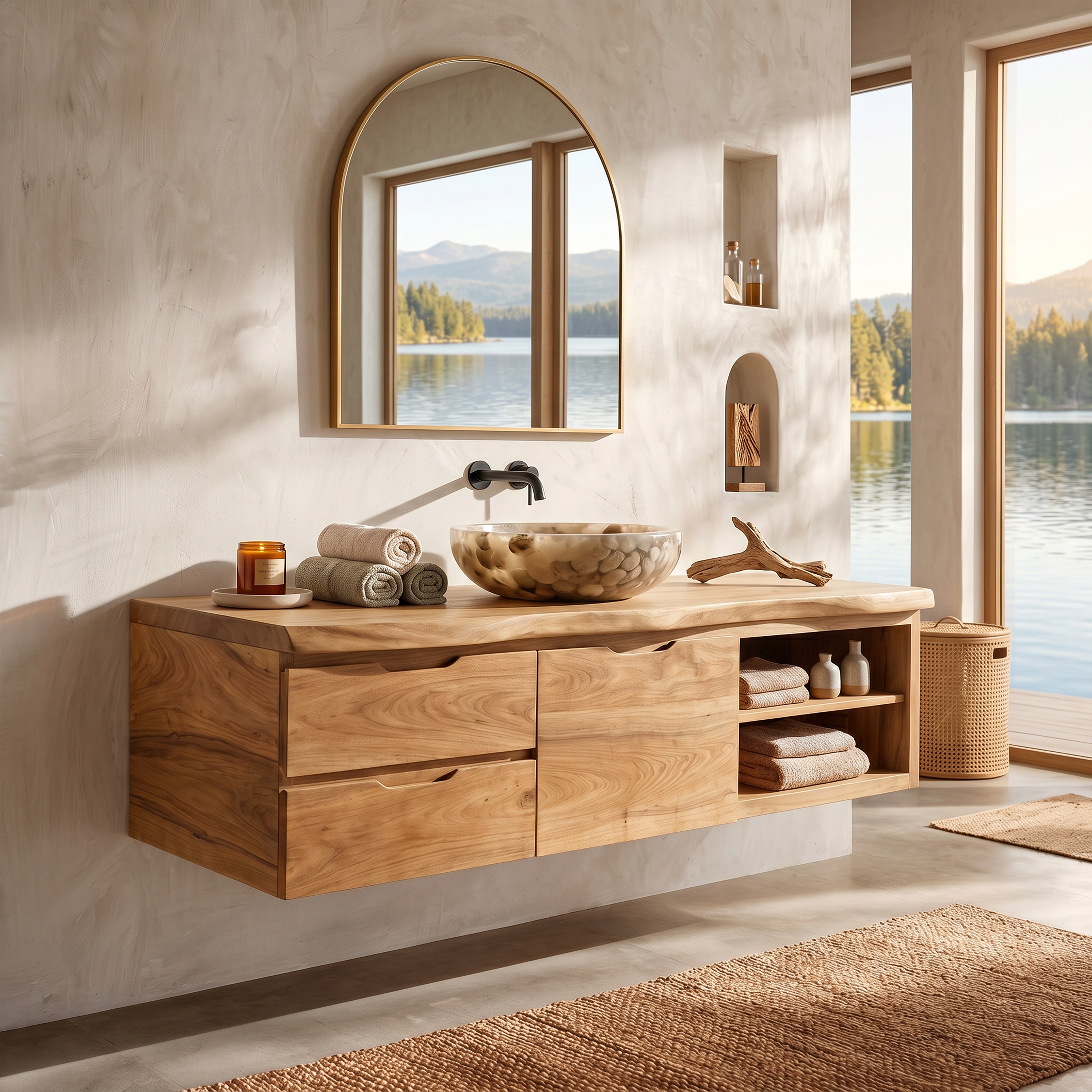 Japandi Wall Mounted Vanity Urban Loft Bathroom SILDTTRBRV197