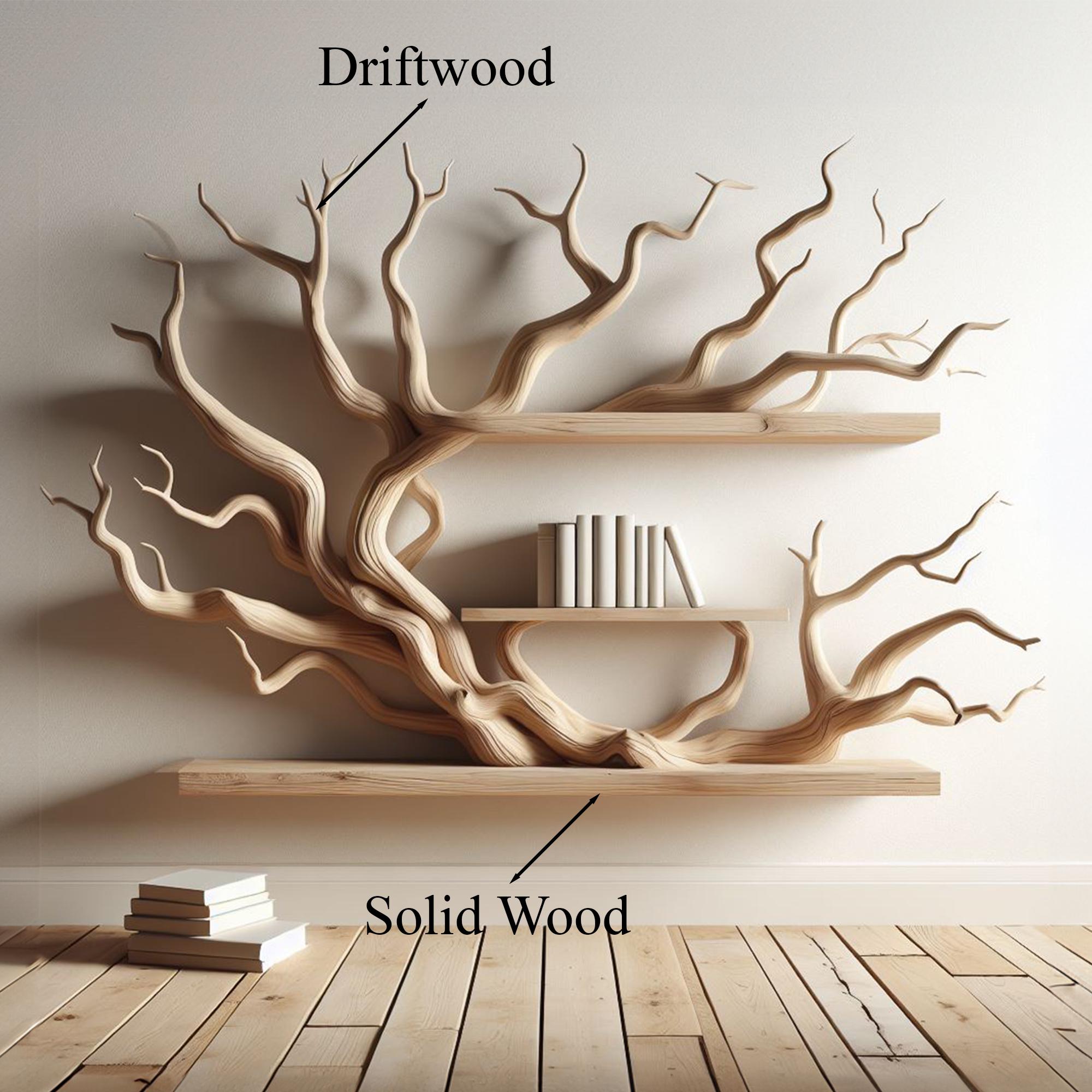 Tree Branch Floating Corner Shelf Mini Bookcase Driftwood SINLTB130