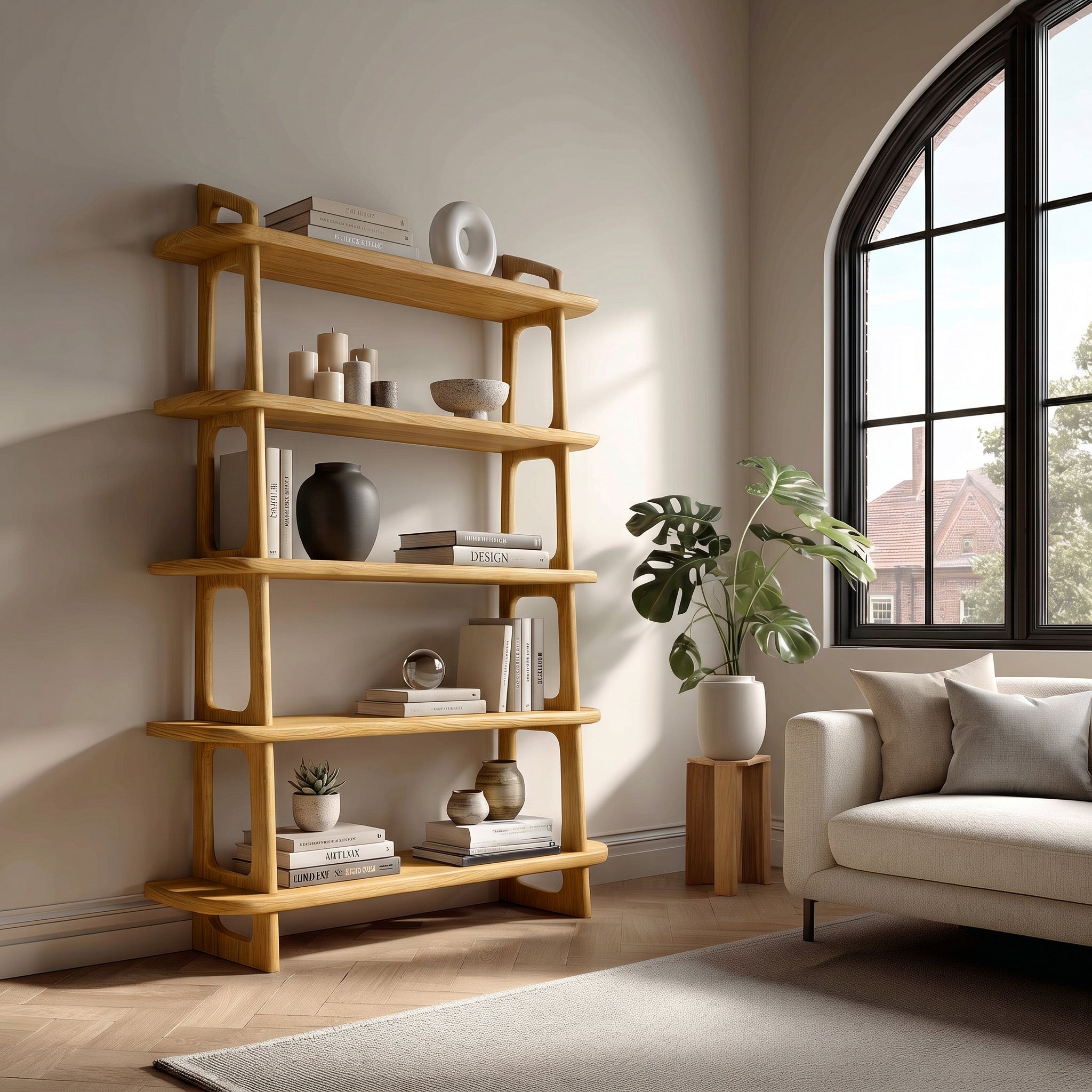Contemporary Wooden Standing Shelf For Living Room Corner RTTHHNSS031
