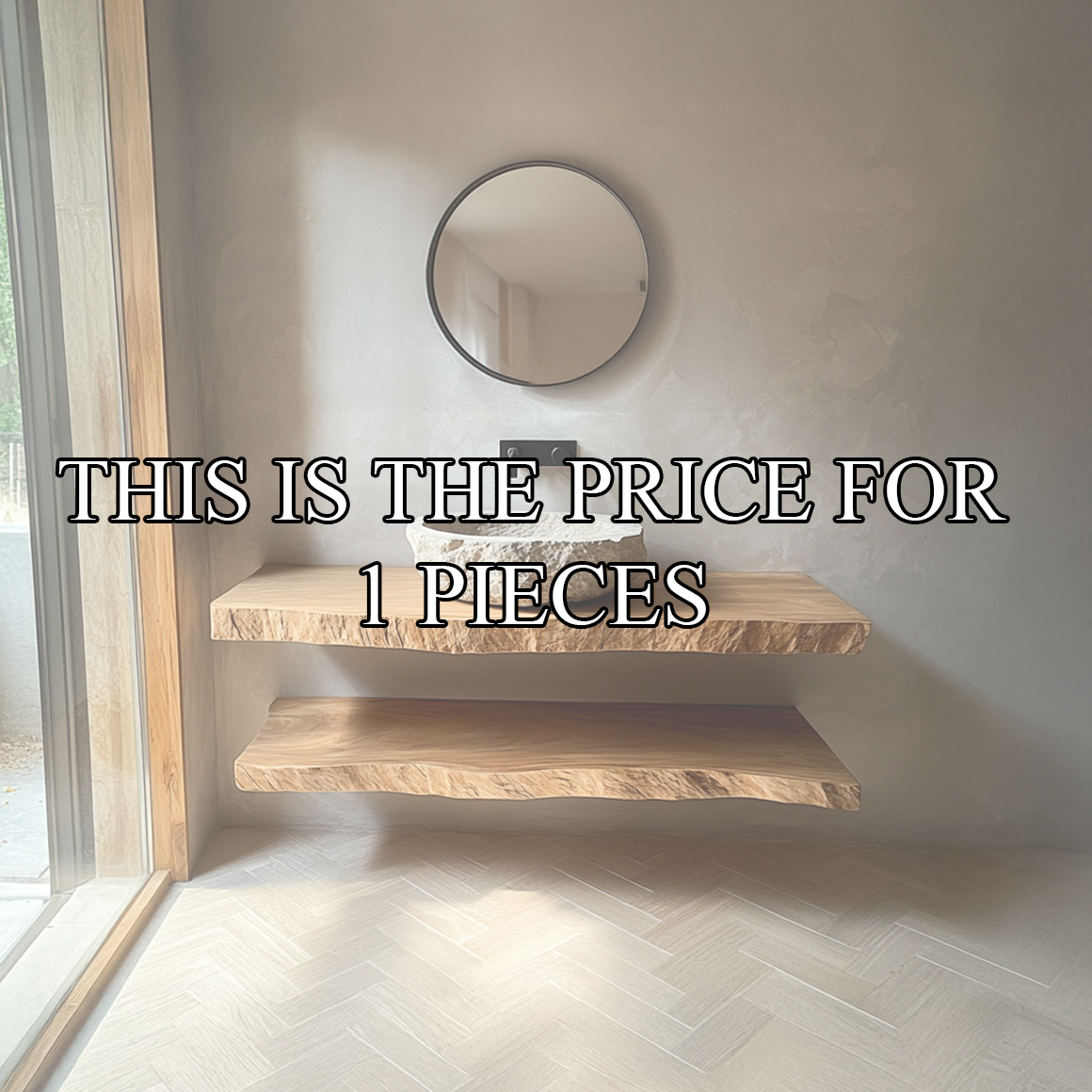 Midcentury Floating Shelf Double Vanity Powder Room SINLSABRV175