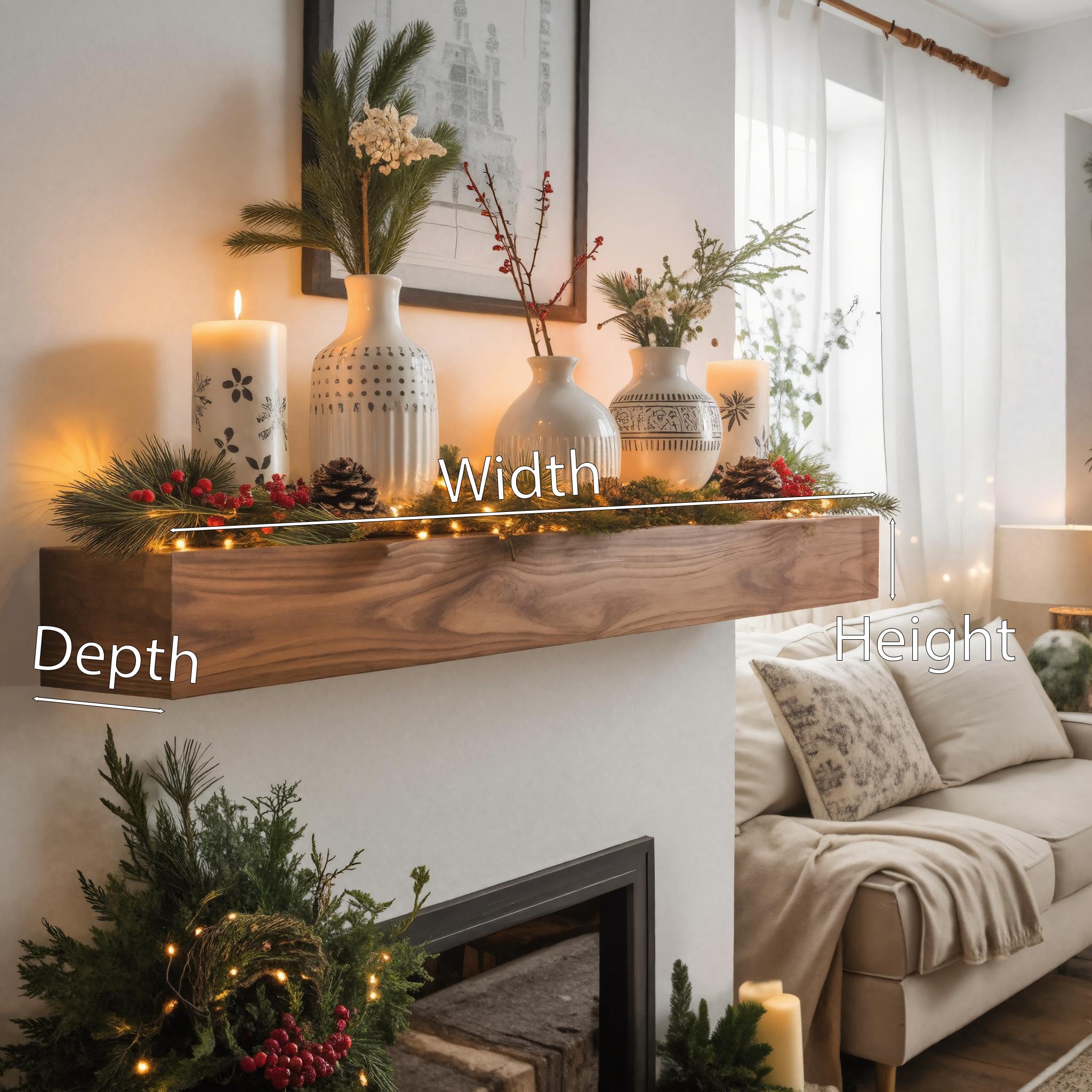 Rustic Fireplace Mantel Shelf For Living Room Or Holiday SITHHNFS010