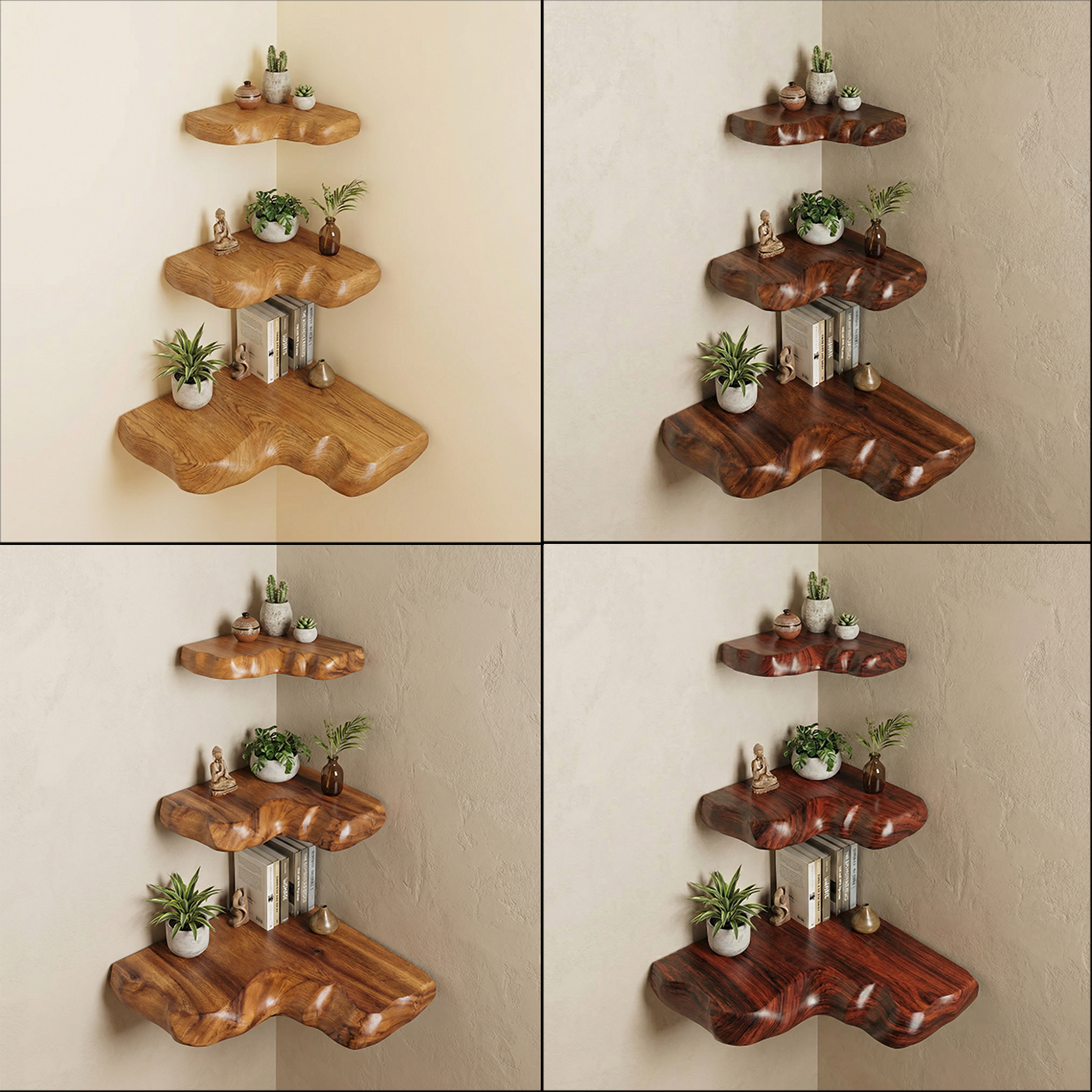 Rustic Corner Floating Shelf For Living Room And Wall Decor SINLSACN016