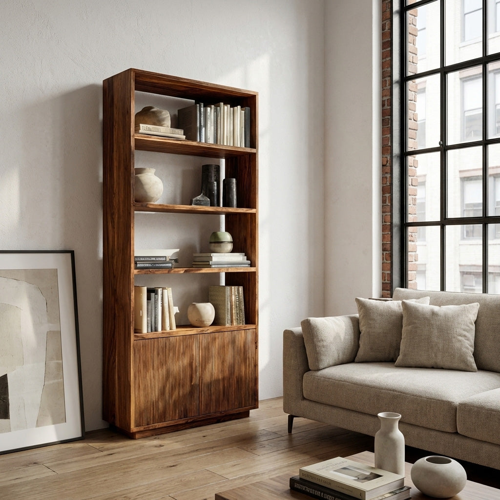 Minimal Wooden Bookcase For Coastal Living Room RTTHHNBS146
