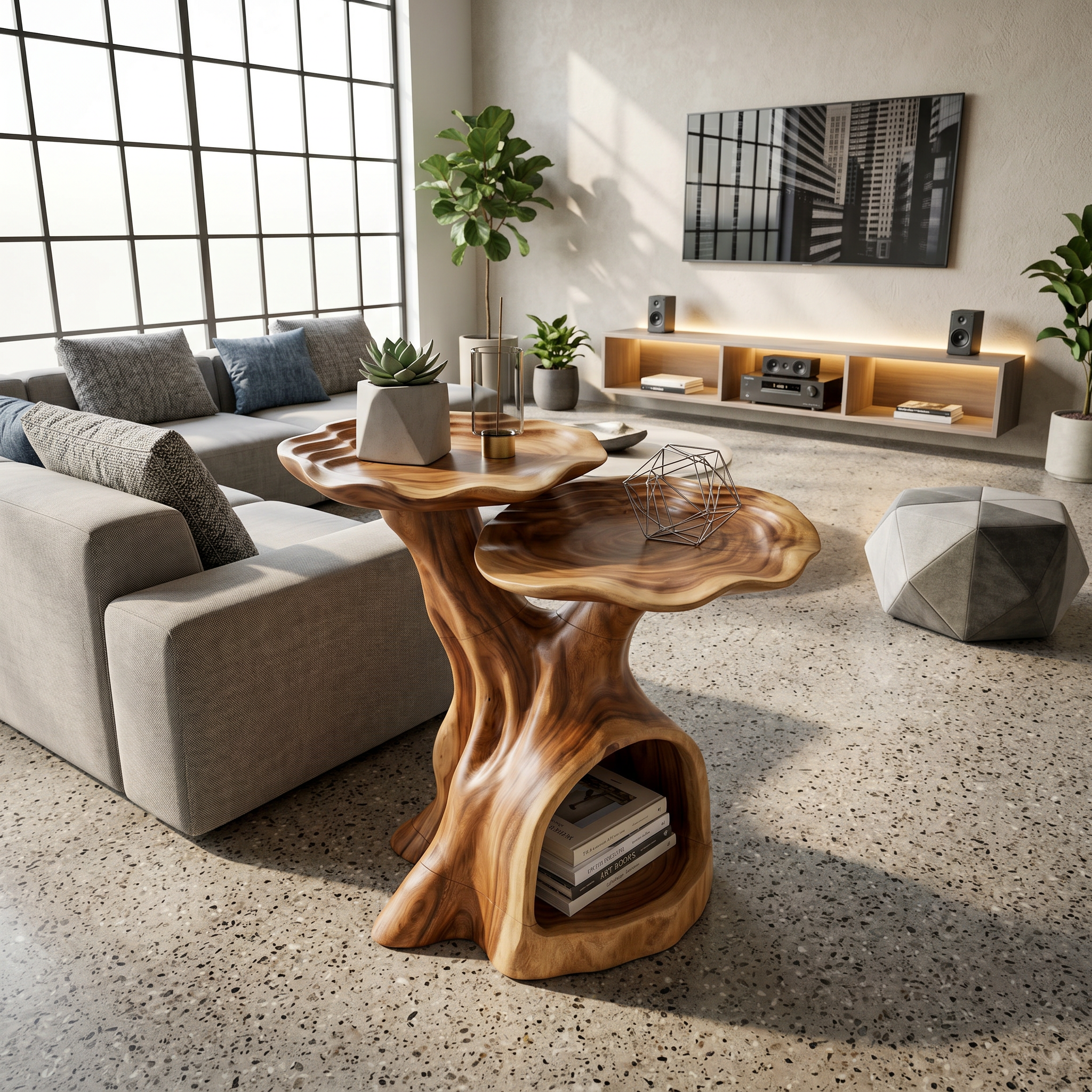Contemporary Dual Tier Side Table Designer Residence SILDTTRSTA038
