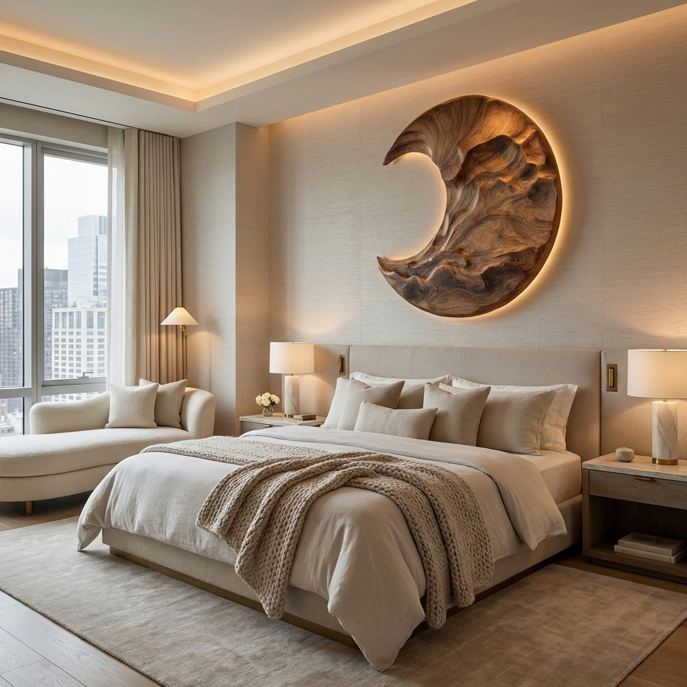 Contemporary Moon Wooden Wall Art For Living Room RTTHHNWA171