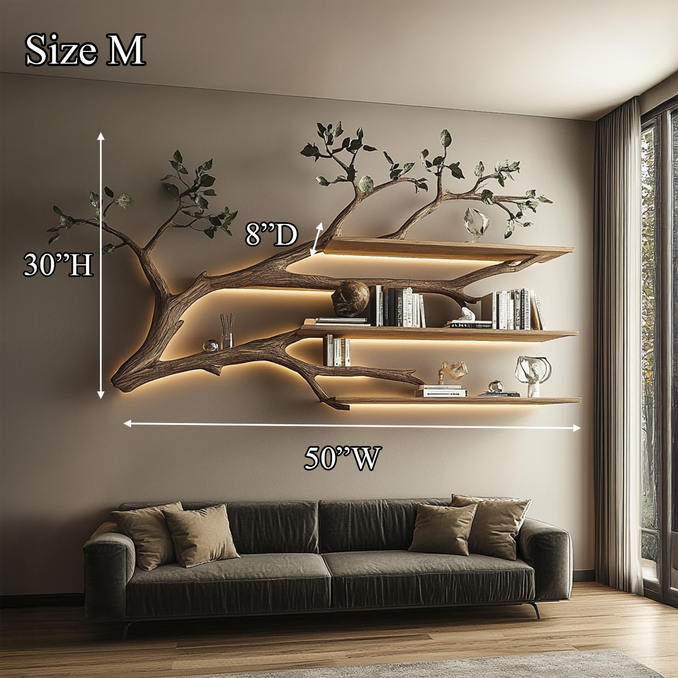 Rustic Tree Branch Floating Shelf Living Room SINLSATBS038