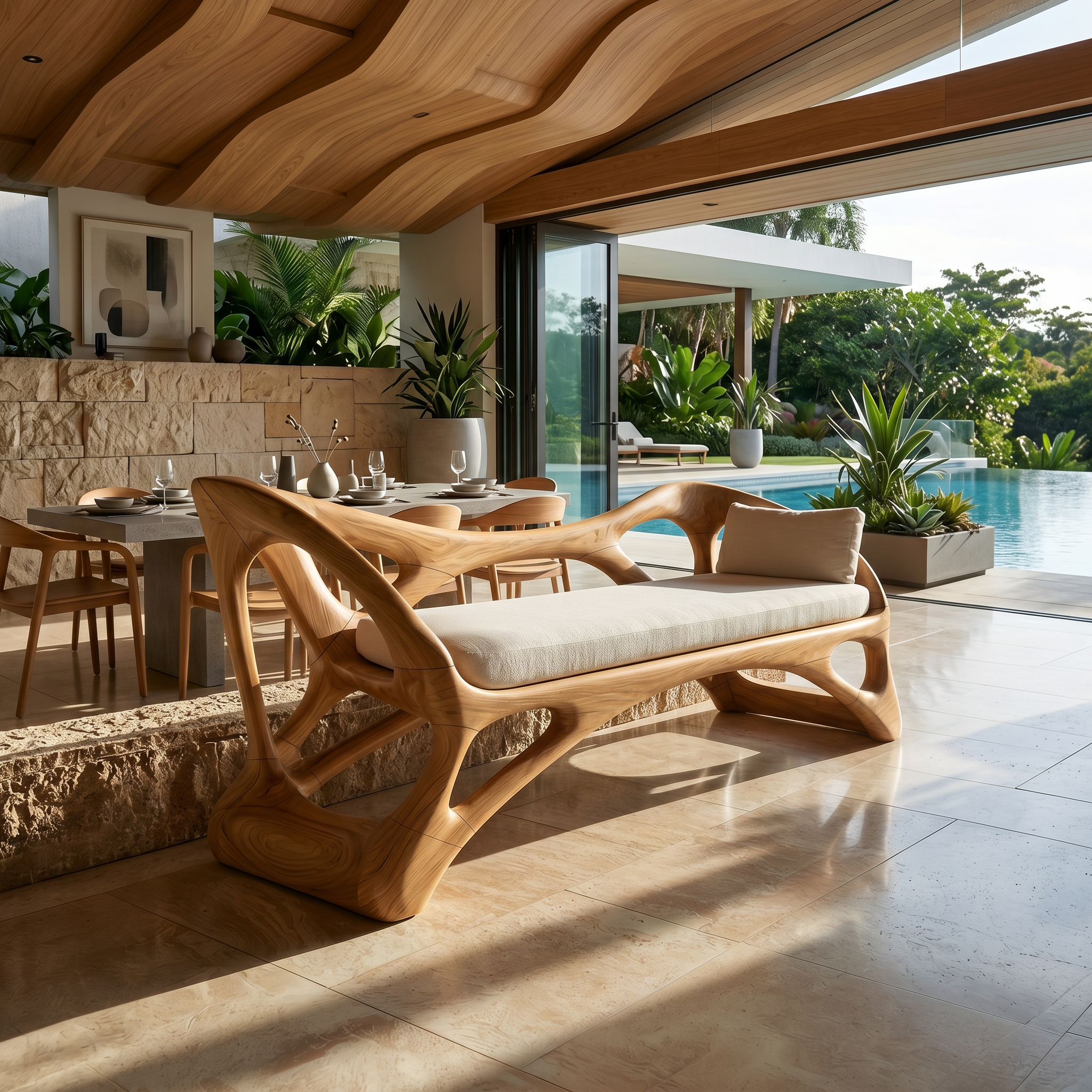 Handcrafted Wooden Bench Boutique Hotel SILDTTRBEN074