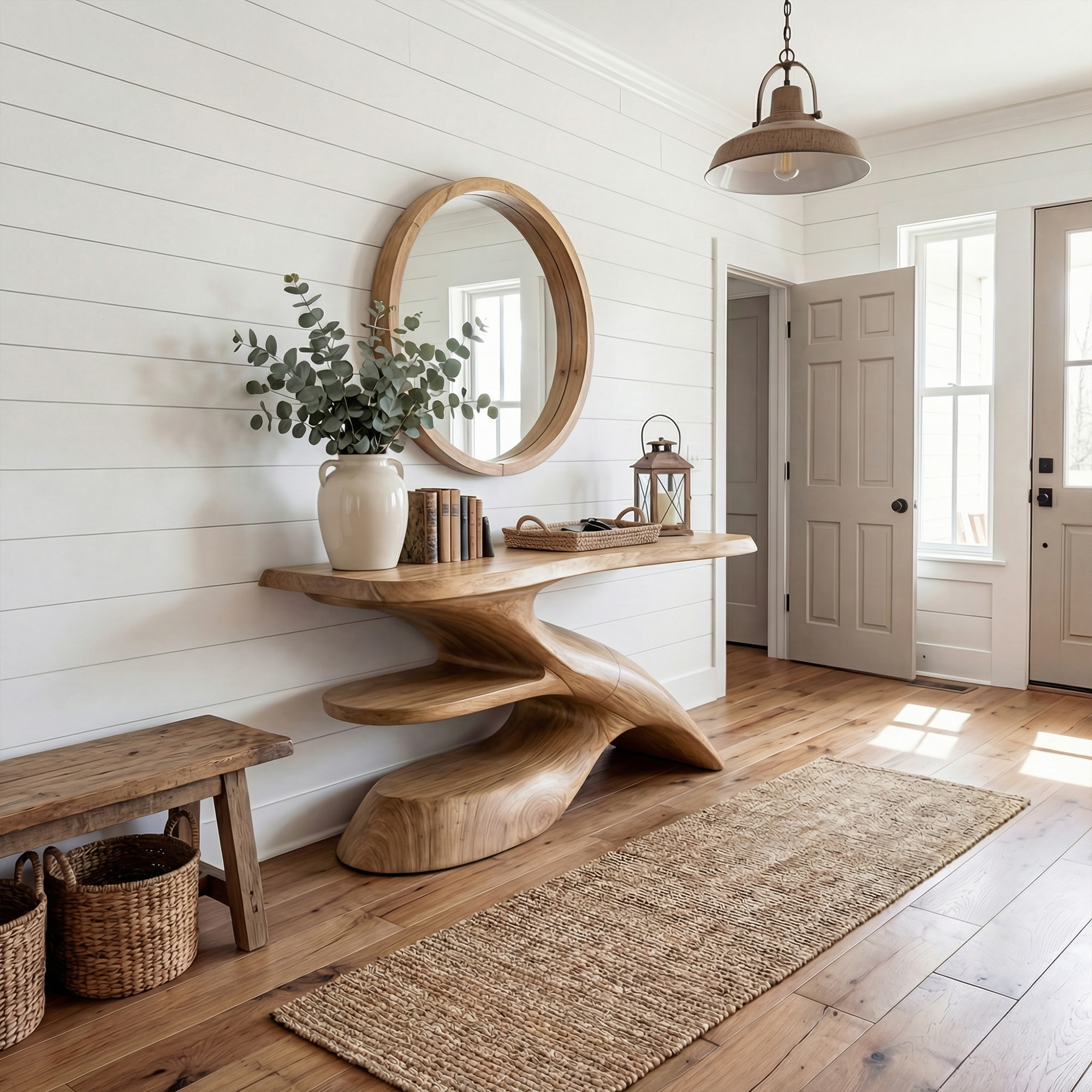 Rustic Console Table Natural Wood Entryway Living Room SINLKICS536