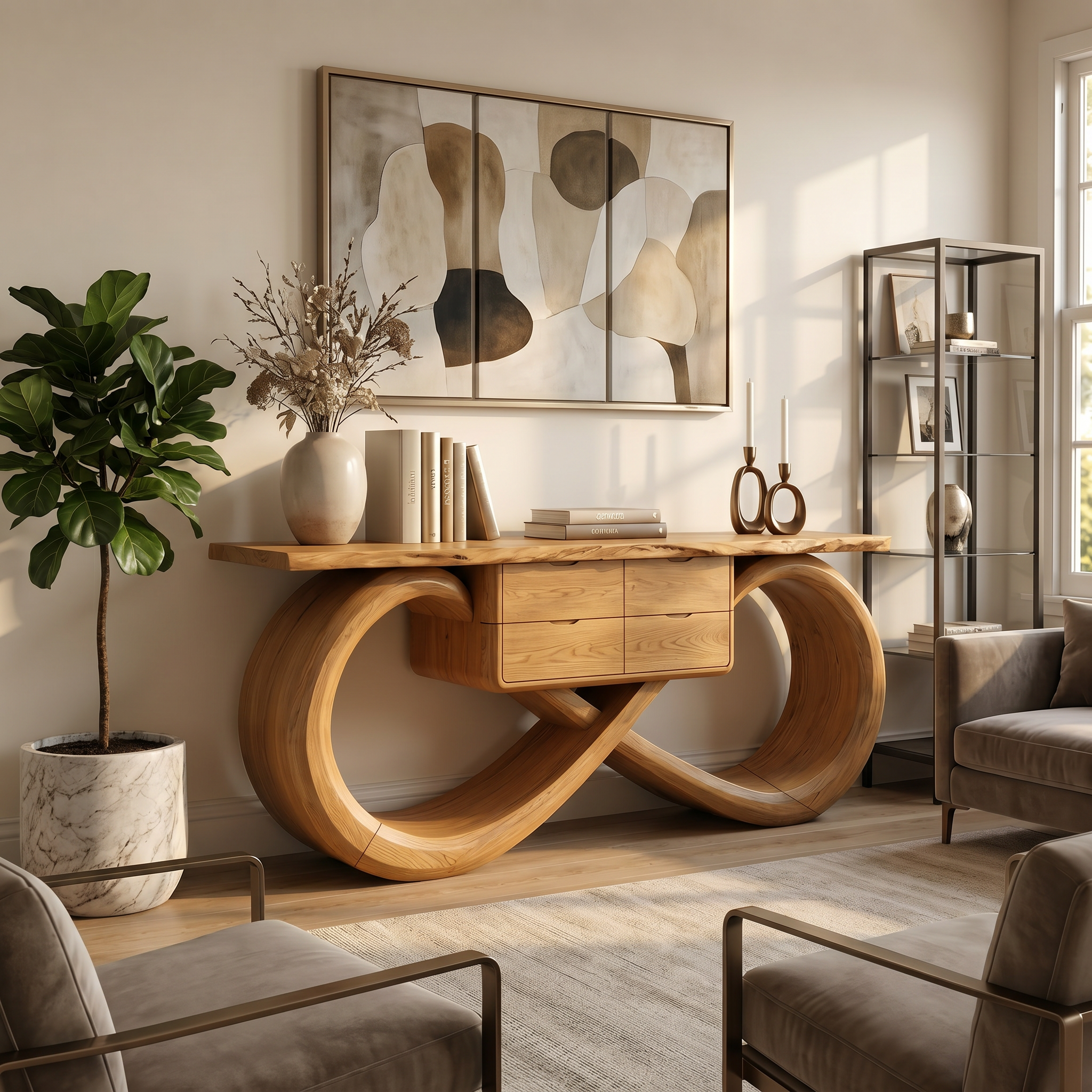 Organic Sculptural Console Table Contemporary Hallway SILDTTRCS105
