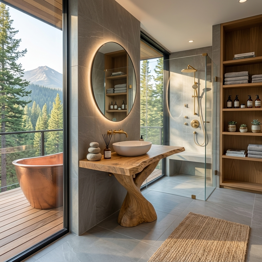 Modern Bathroom Vanity With Twisted Base For Spa Bath RTTHTTBRV019