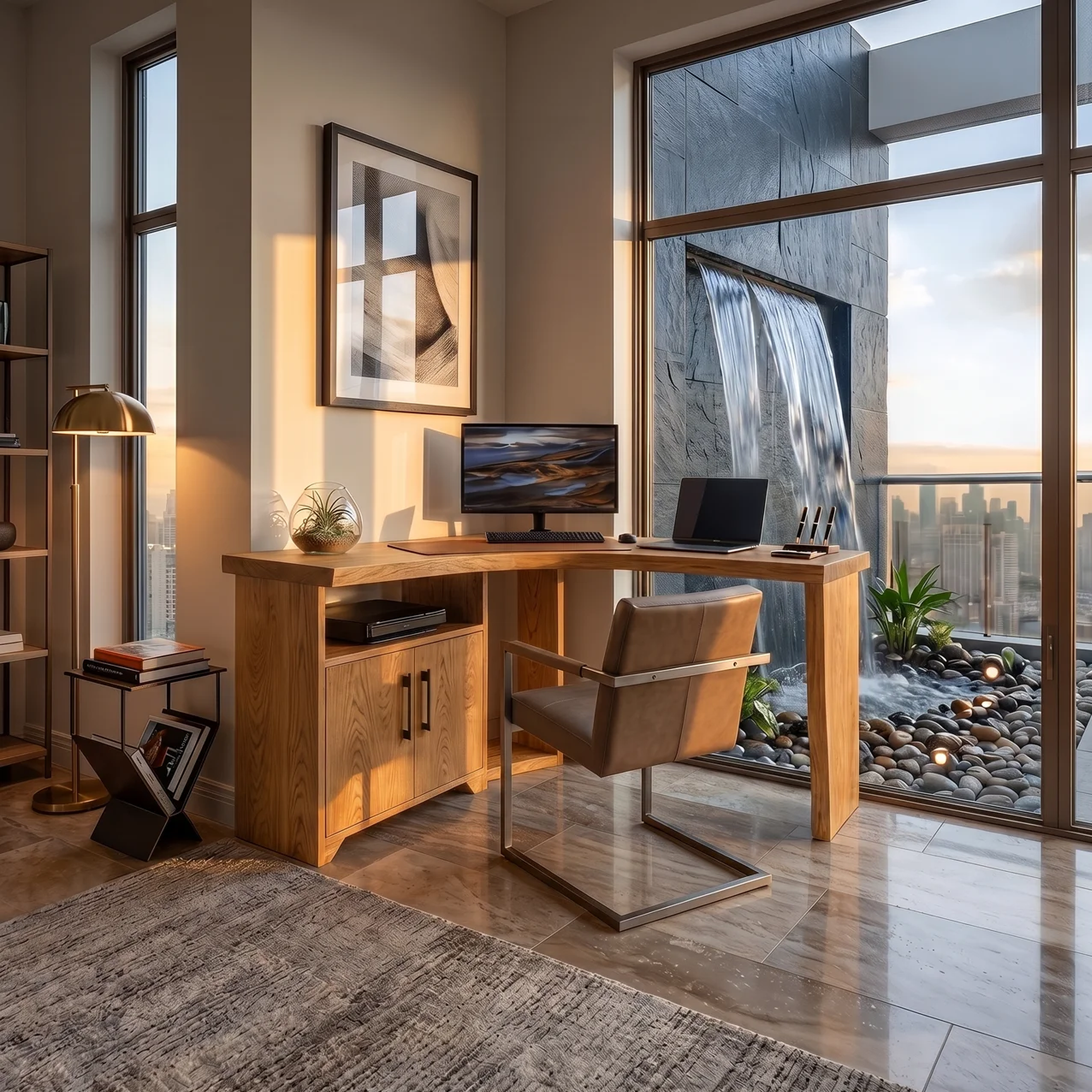 Modern Corner Desk With Cabinet Storage For Creative Home Office SILDTTRDE010