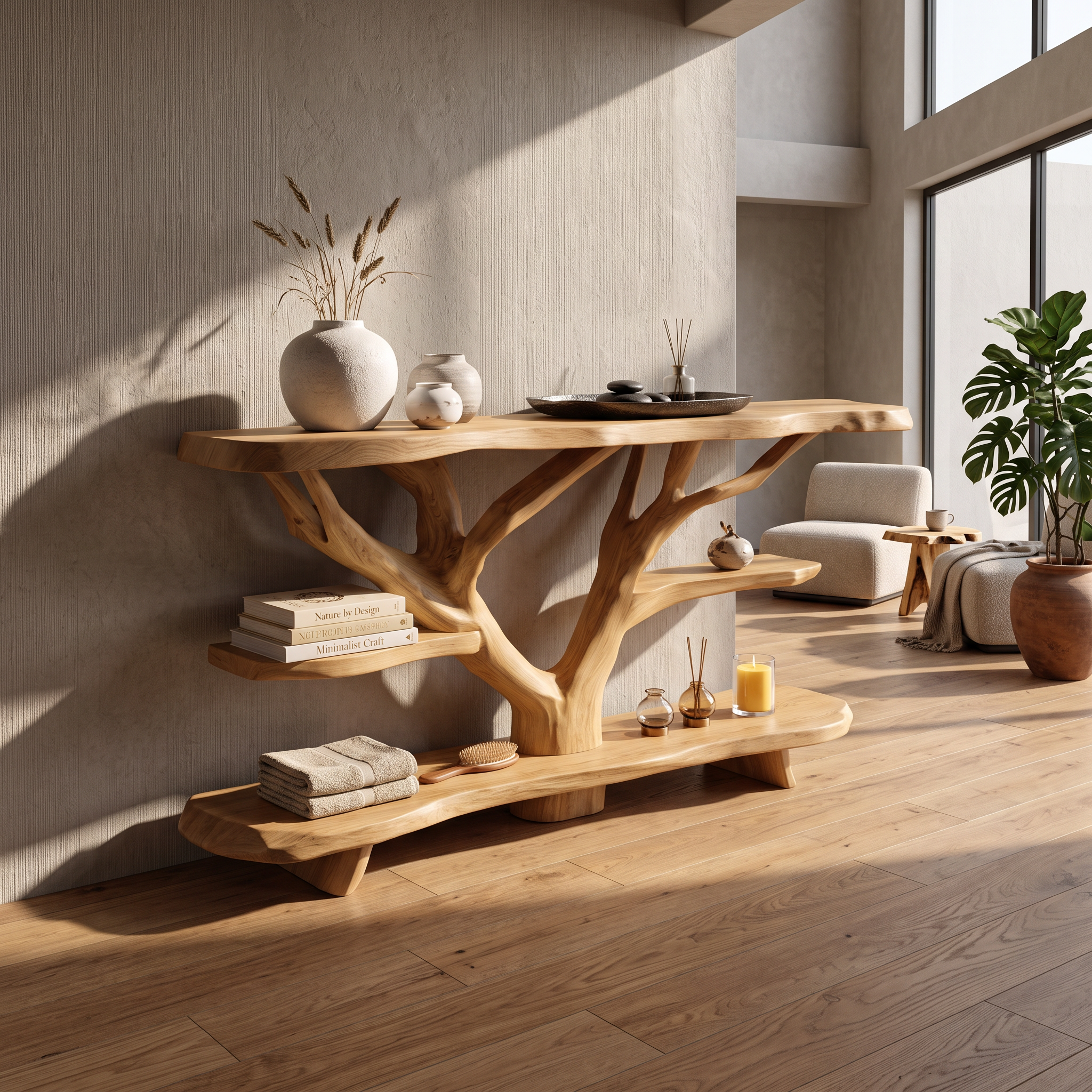 Mid Century Live Edge Entryway Table For Contemporary Bedroom Decor SILDTTNCS059