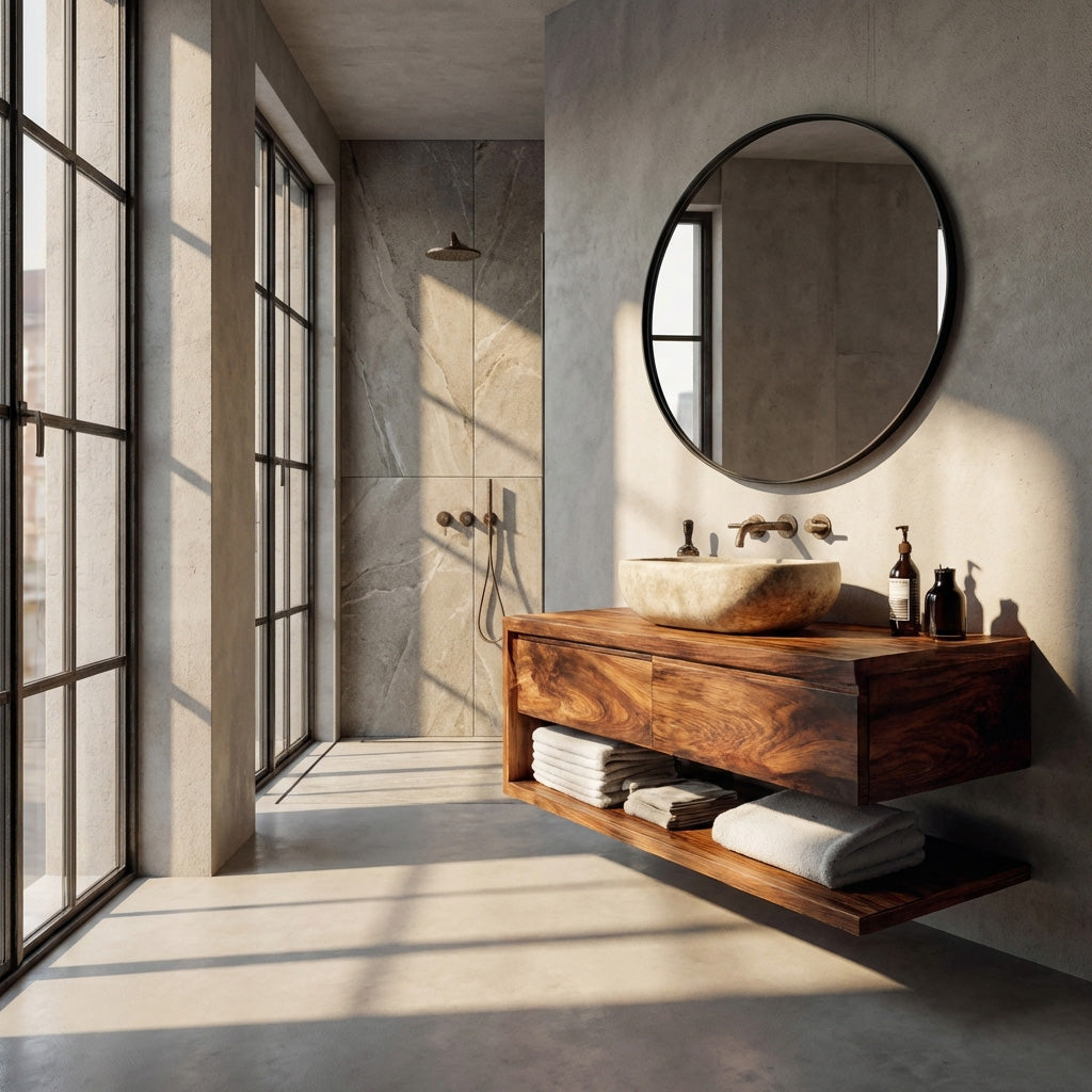 Contemporary Wall Mounted Wood Bathroom Vanity For Bathroom RTTHHNBRV008