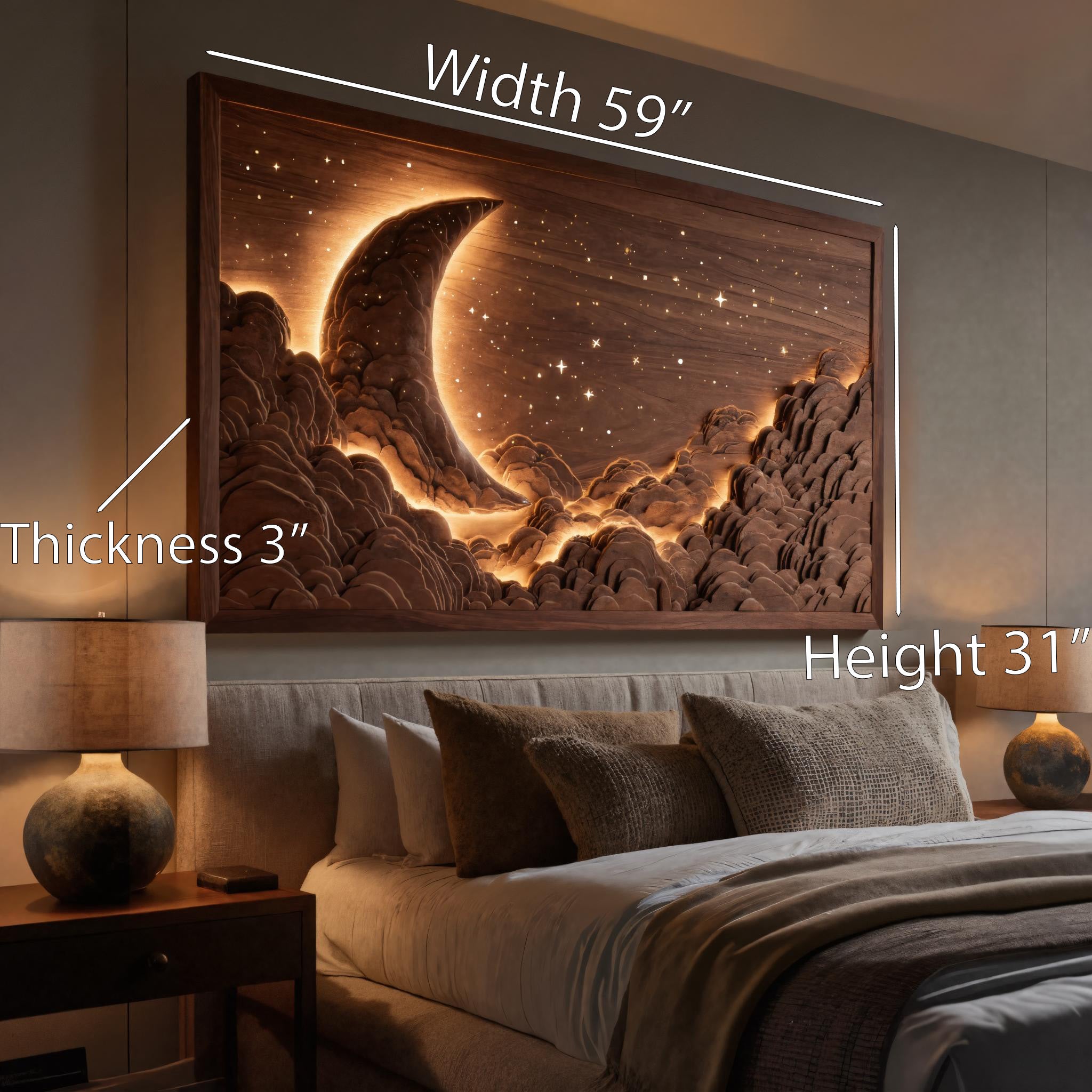 Handcrafted Moon Stars Wall Art For Bedroom Or Living Room SITHHNWA016