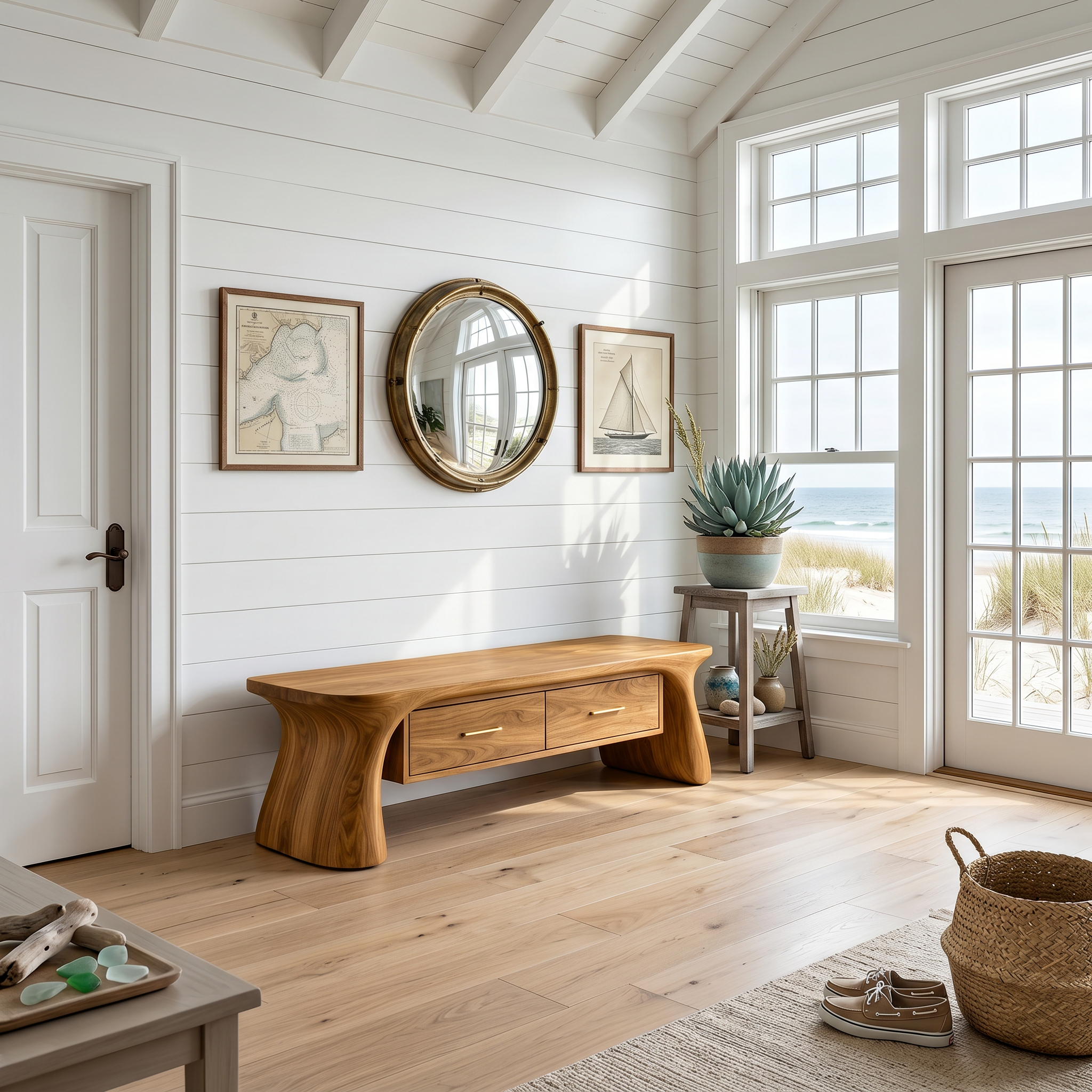 Minimalist Arched Base Bench For Foyer Interior Space SILDTTNBEN014