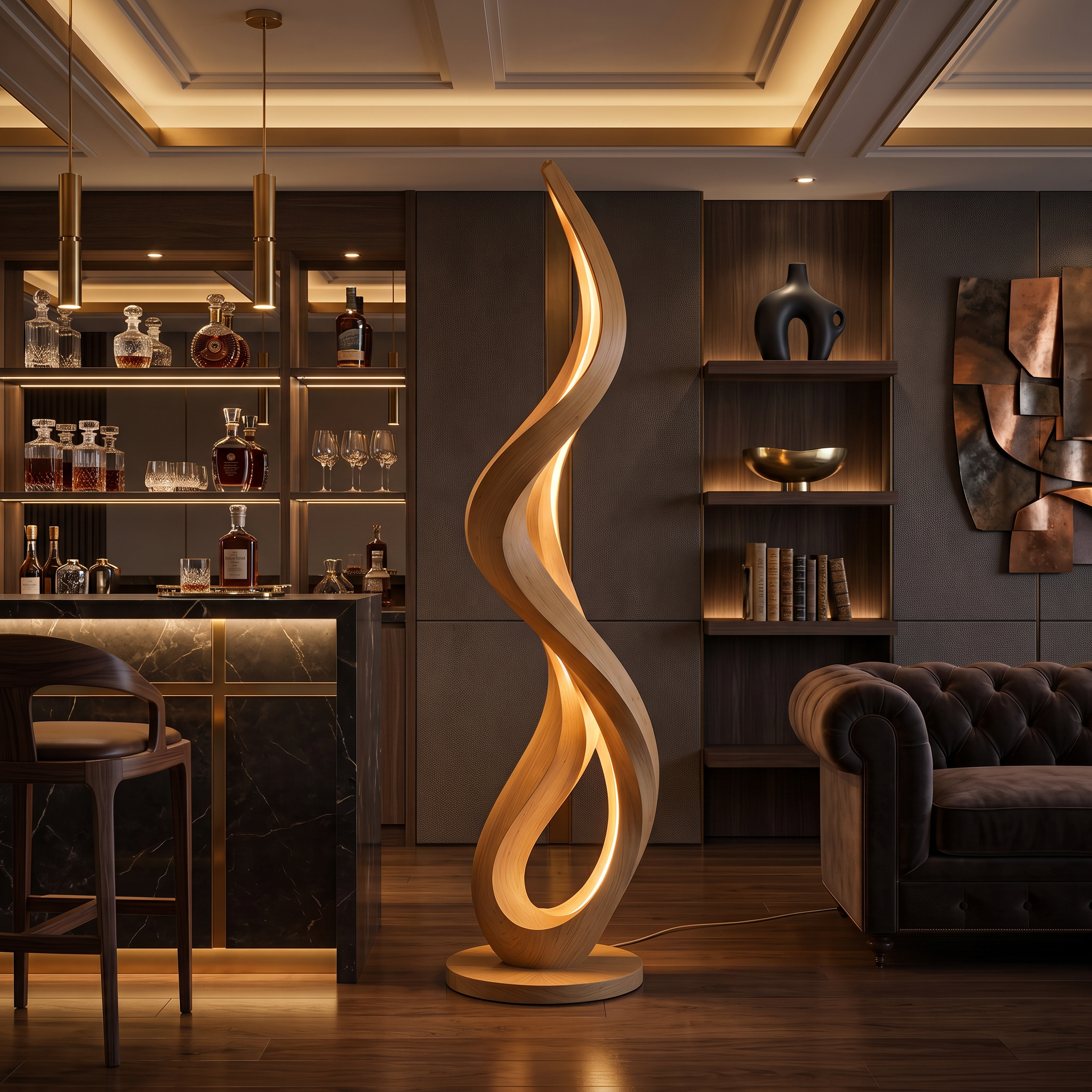 Modern Flowing Flame Floor Lamp For Lounge Area SILDTTNLAM034