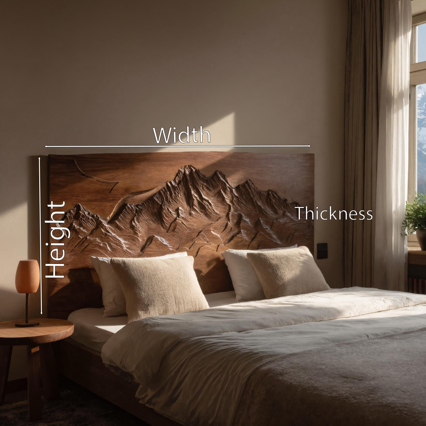 Rustic Mountain Headboard For Bedroom Or Chalet SITHHNHB007