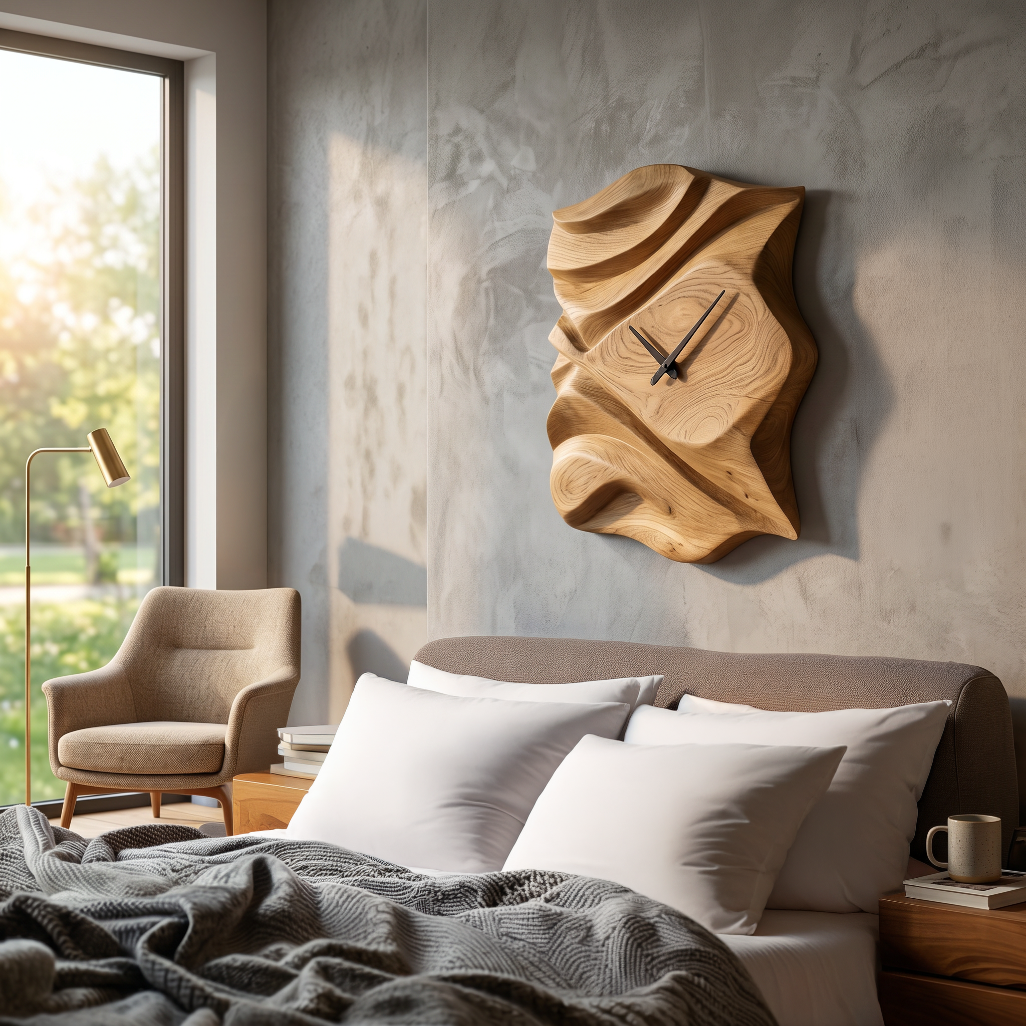 Contemporary Wooden Wall Clock For Bedroom Accent RTTHTTWAC008