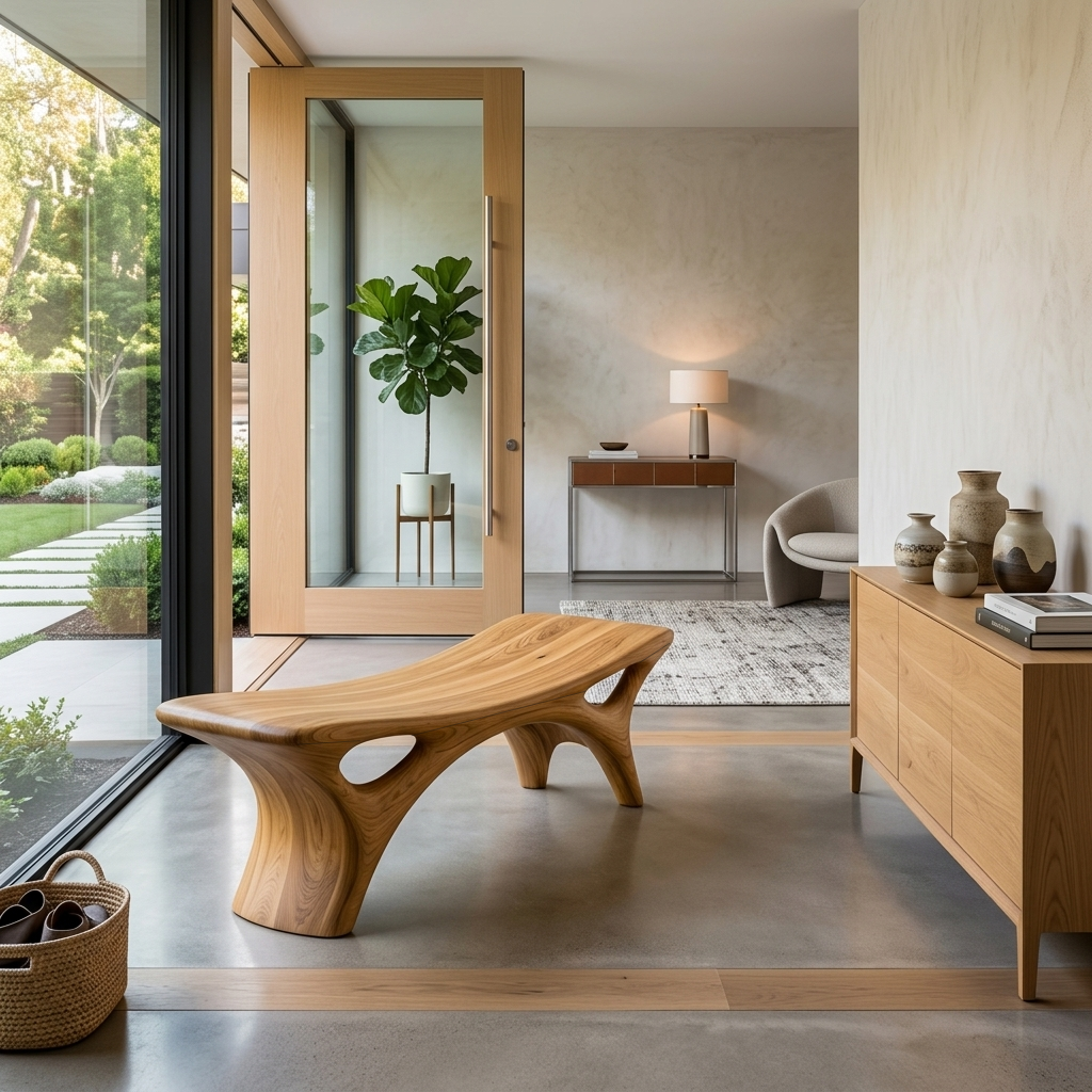 Contemporary Sculptural Outdoor Bench For Garden Or Terrace Lounge RTTHTTGDB005
