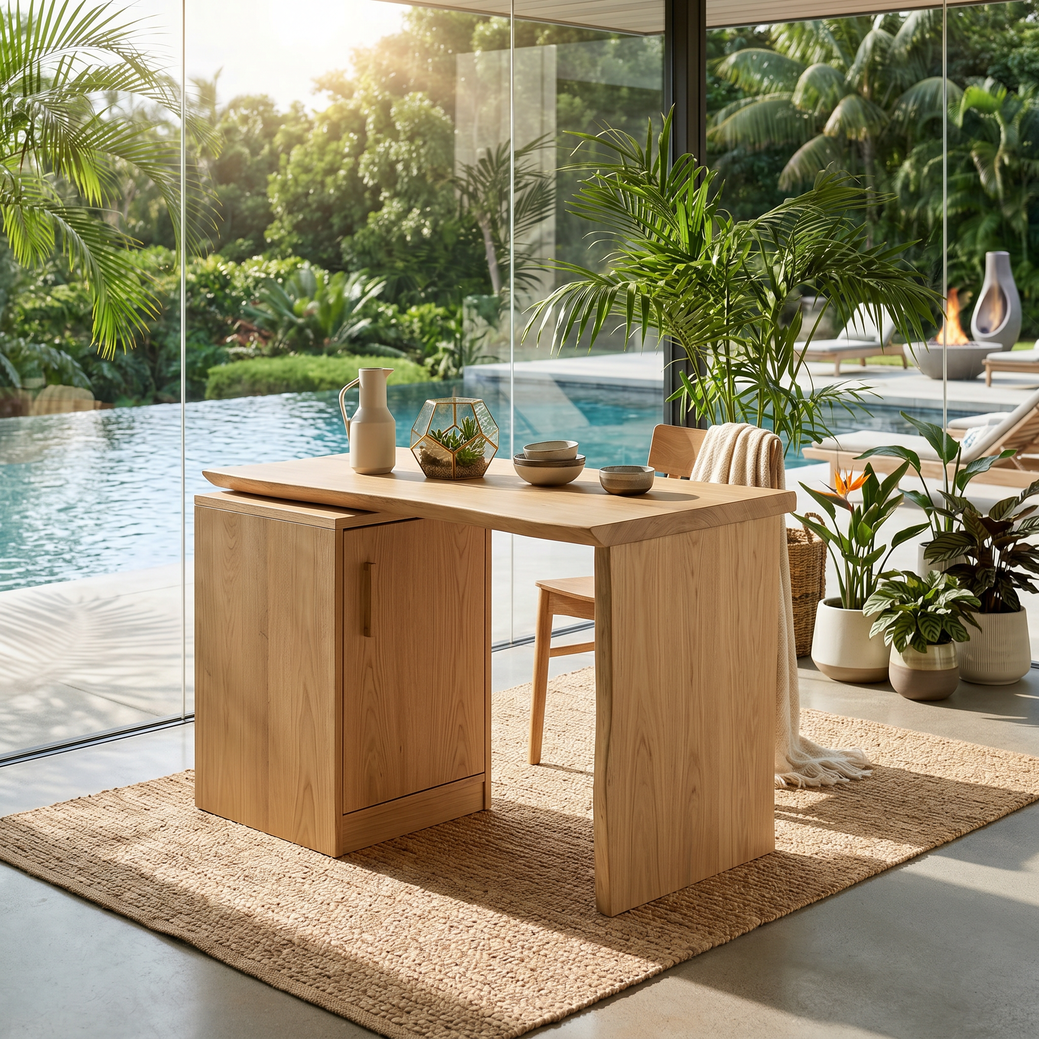 Tropical Dining Table For Indoor Outdoor Space SILDTTRDN053