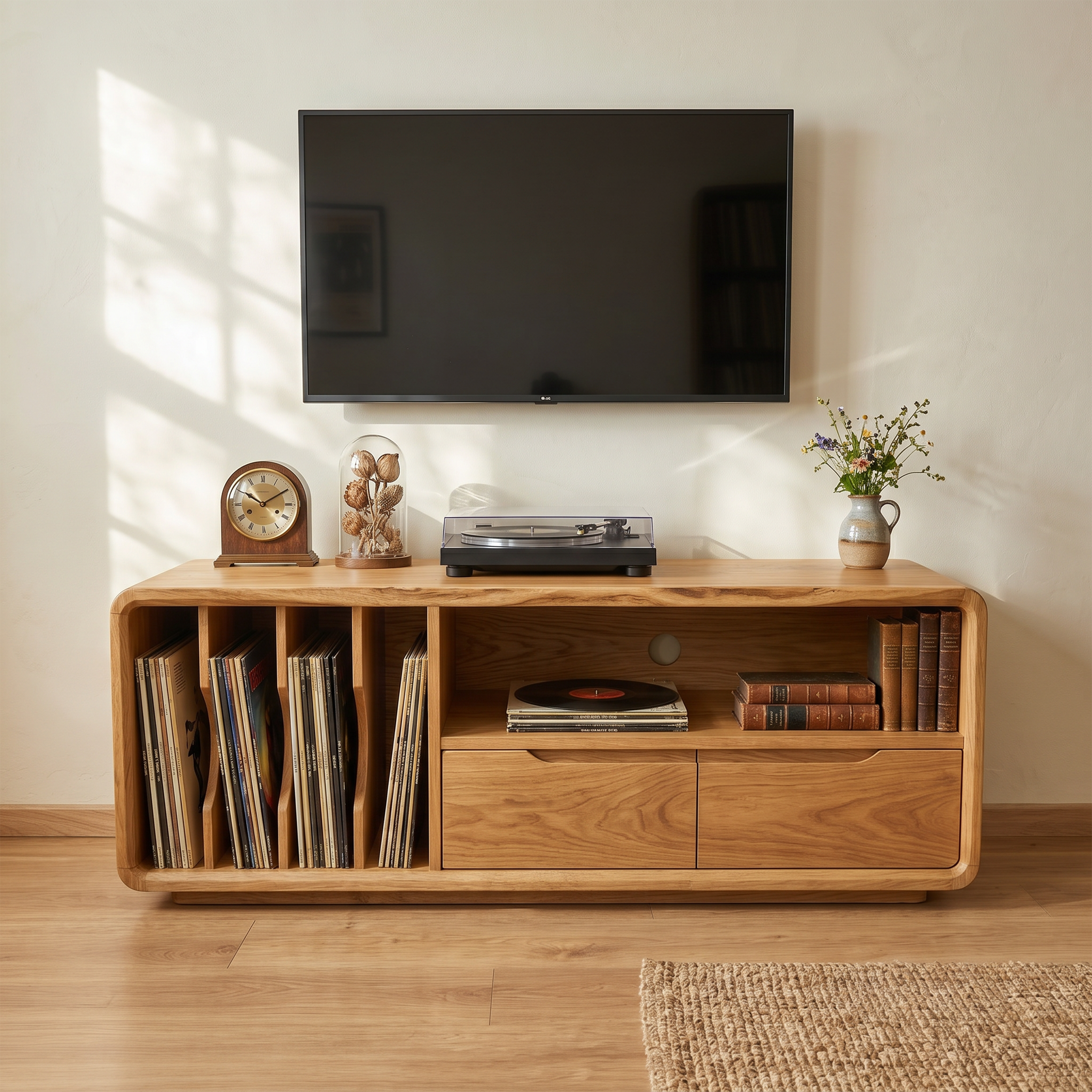 Handmade Wooden TV Cabinet Organic Curved Form SILDTTRTVC114