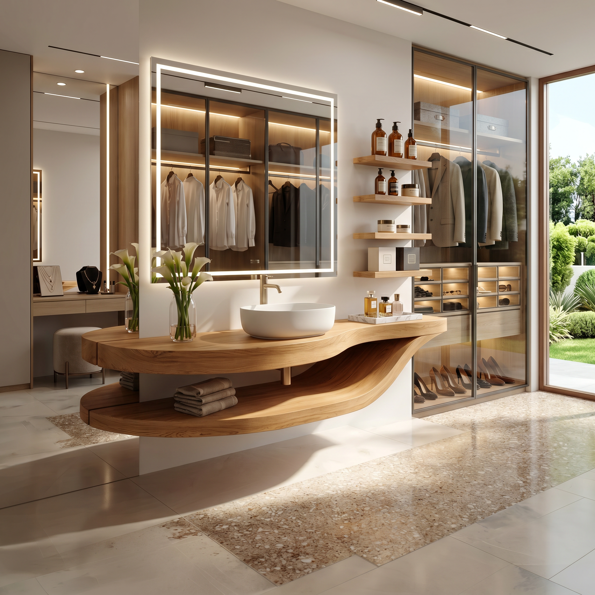 Luxury Open Shelf Vanity Cabinet Resort Suite SILDTTRBRV181