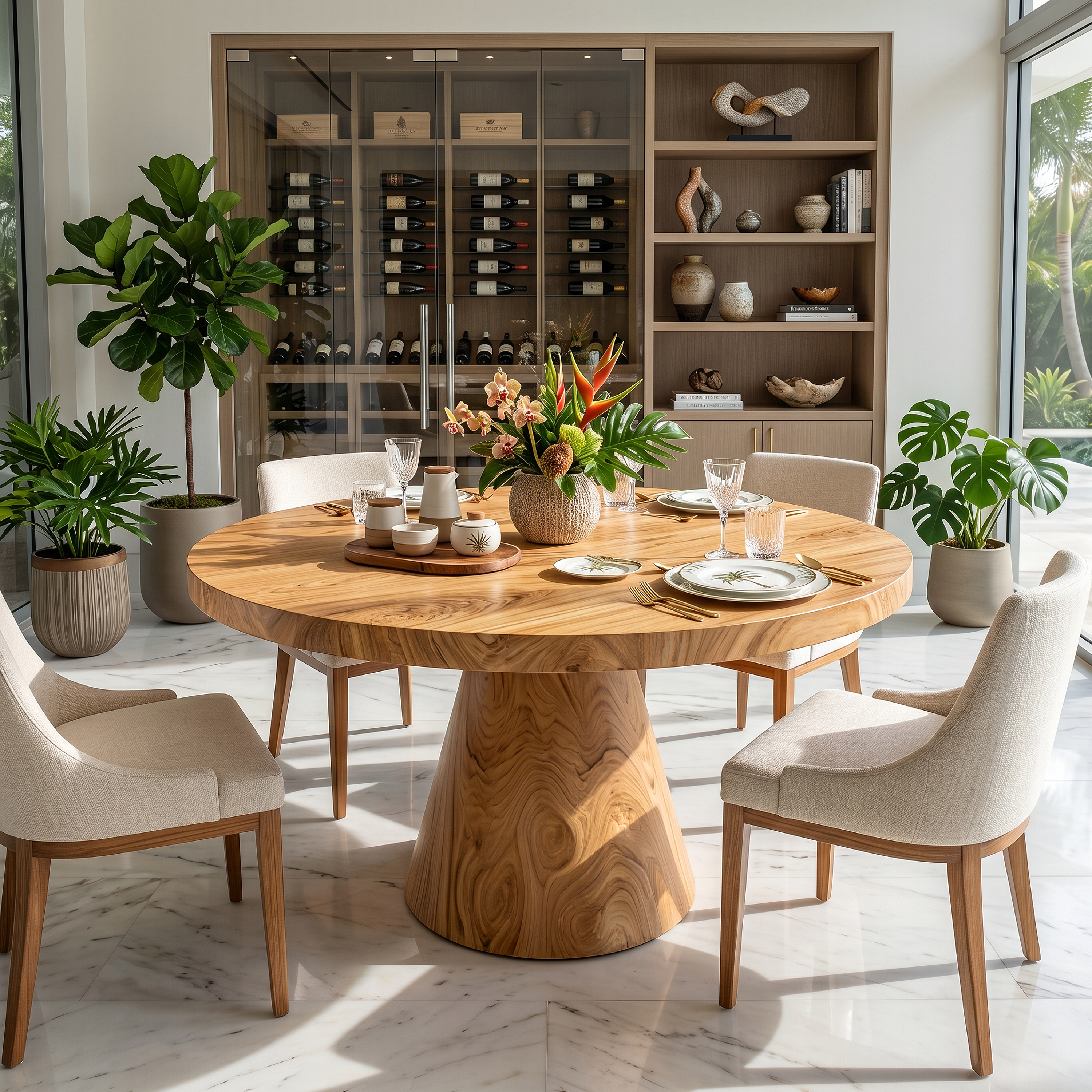Luxury Round Center Table For Wine Dining Room SILDTTRDN081