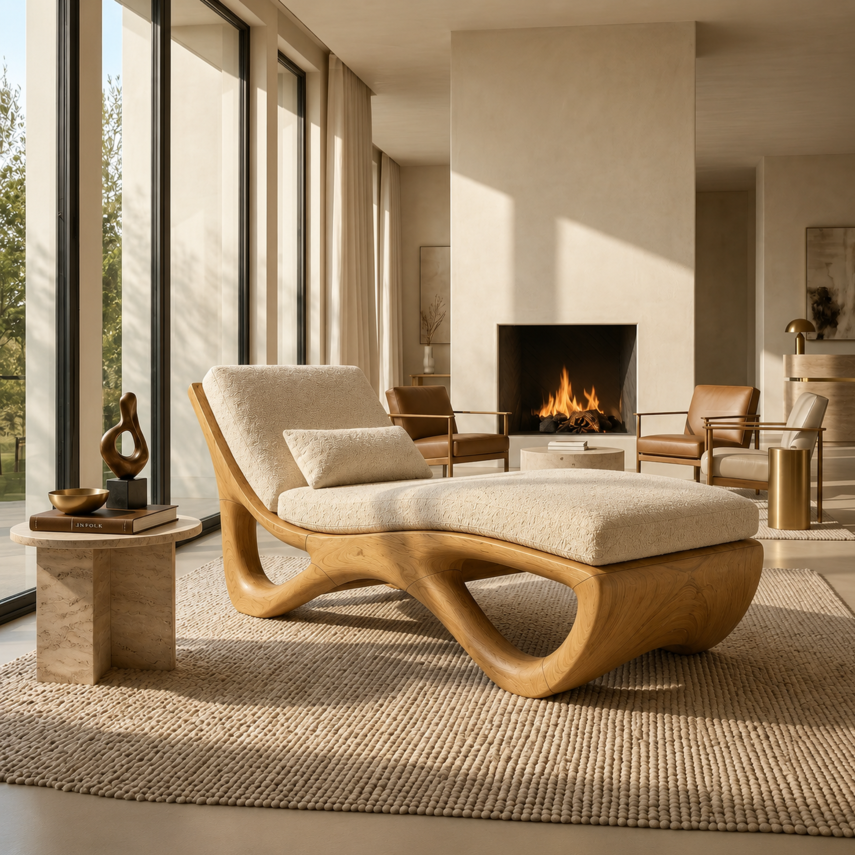 Luxury Organic Modern Chaise Lounge High End Residential Interior SILDTTRDB007