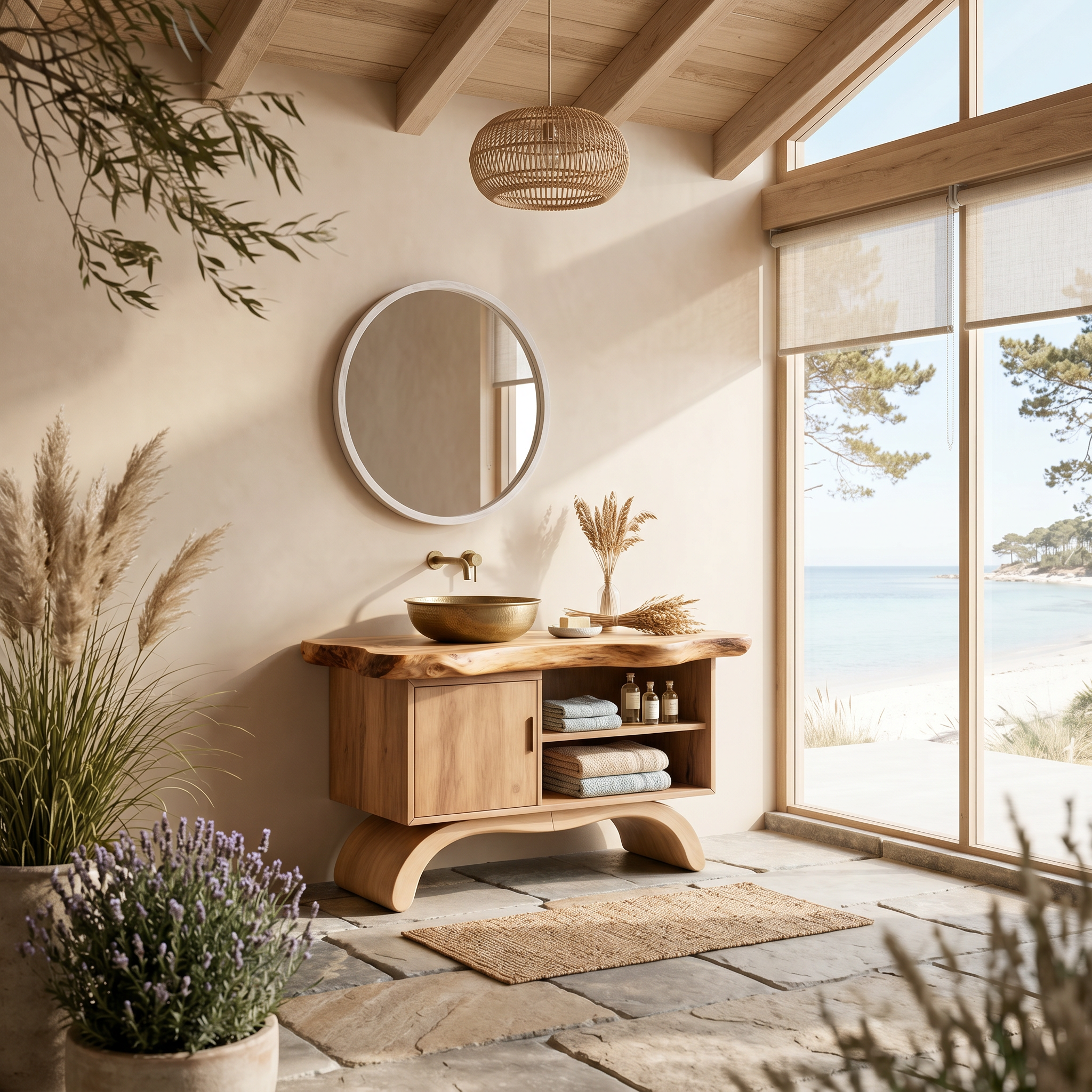 Minimalist Organic Vanity With Open Shelf For Interior SILDTTNBRV065