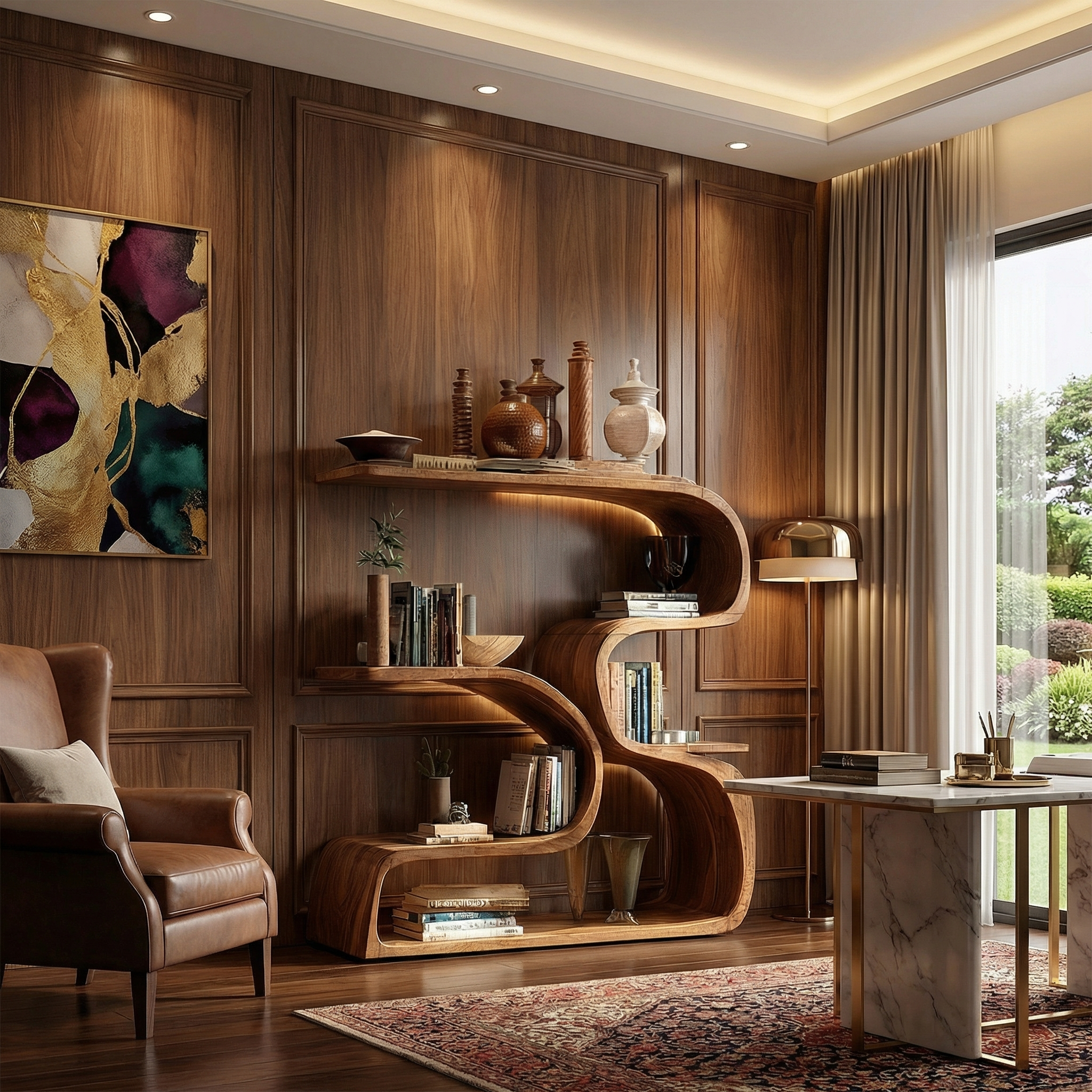 Rustic Artistic Bookshelf For Living Room And Interior Decor SINLSASC470