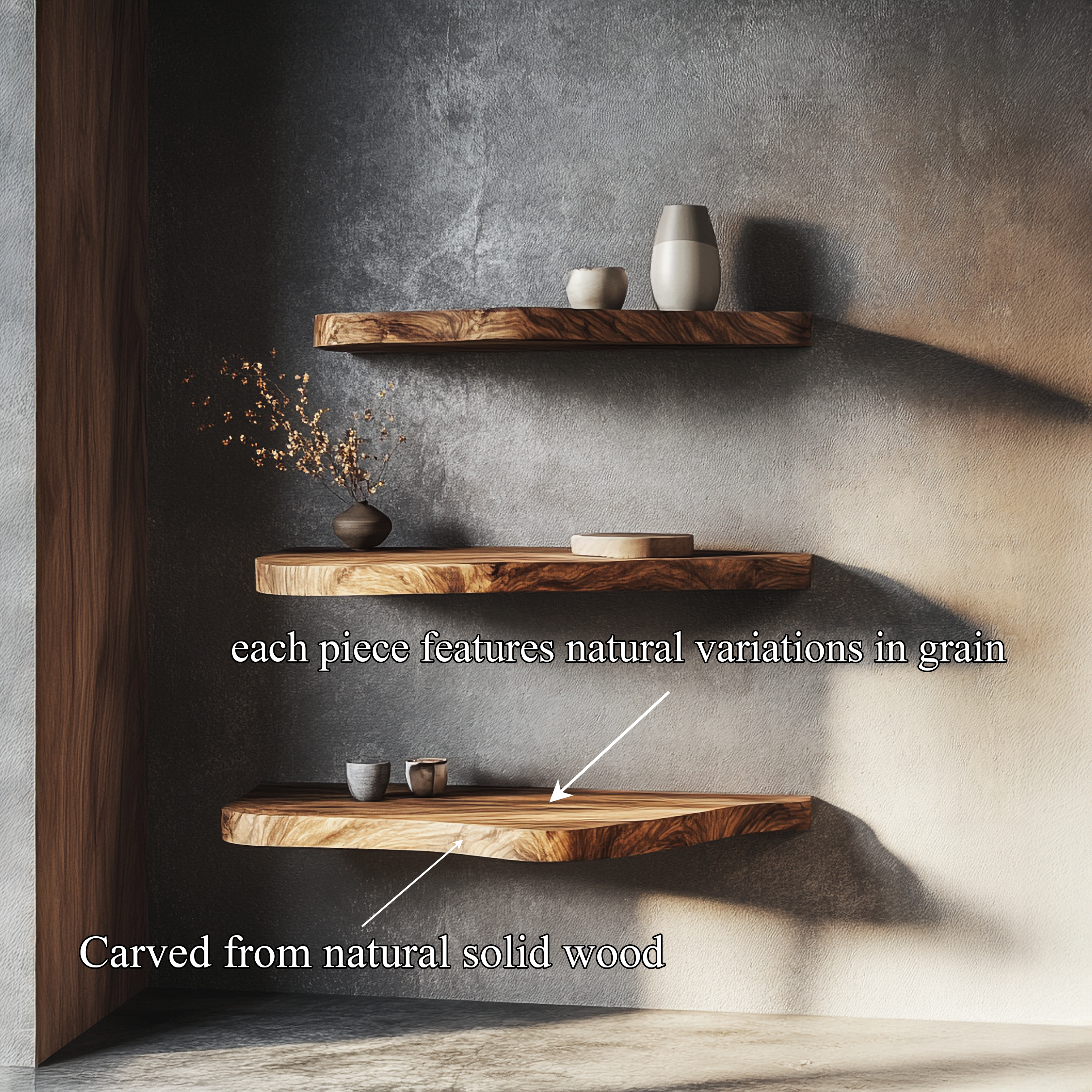 Rustic Artistic Floating Shelf Solid Wood Living Room Interior Statement Feature SINLSAFL421