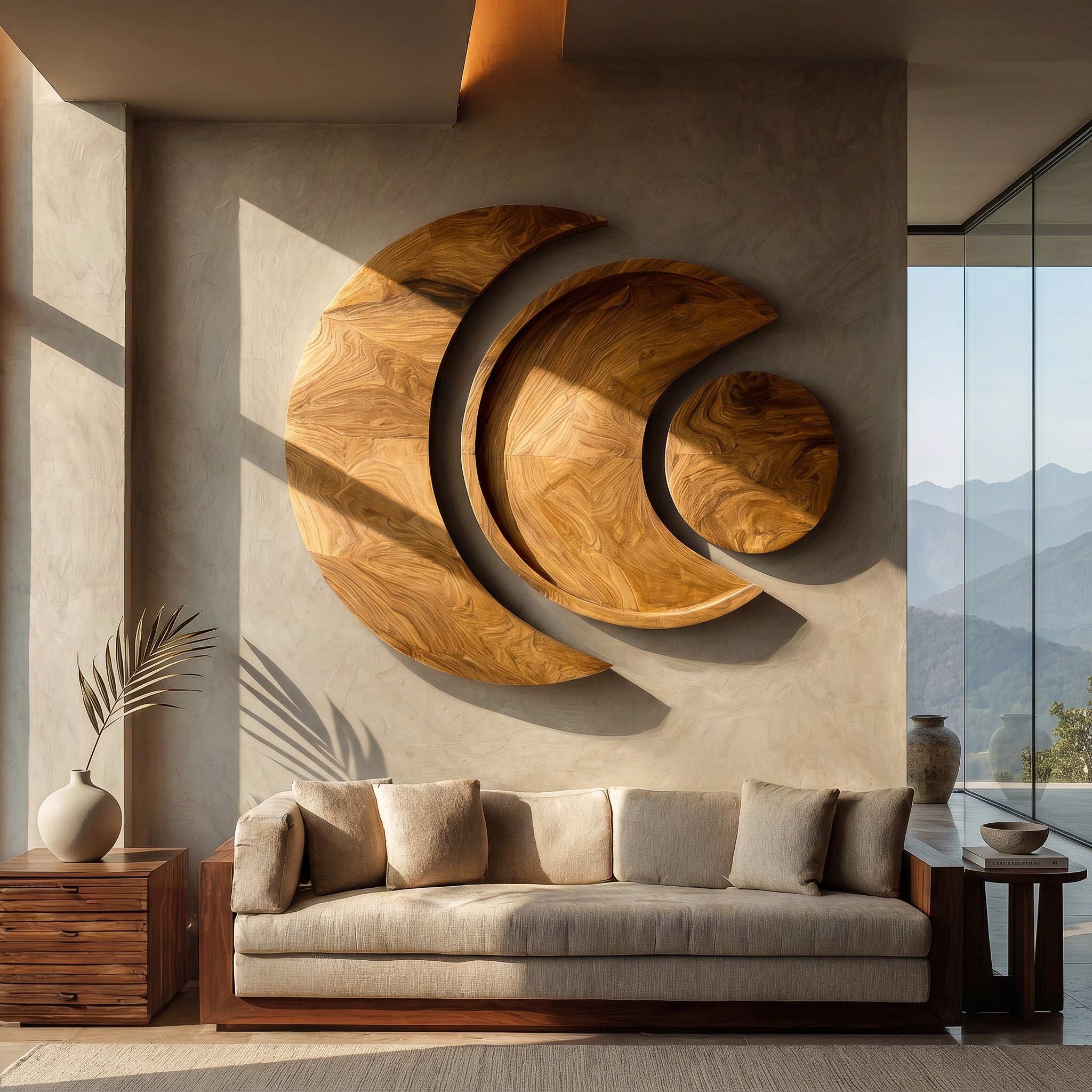Contemporary Moon Phase Wood Wall Art For Living Decor RTTHHNWA204