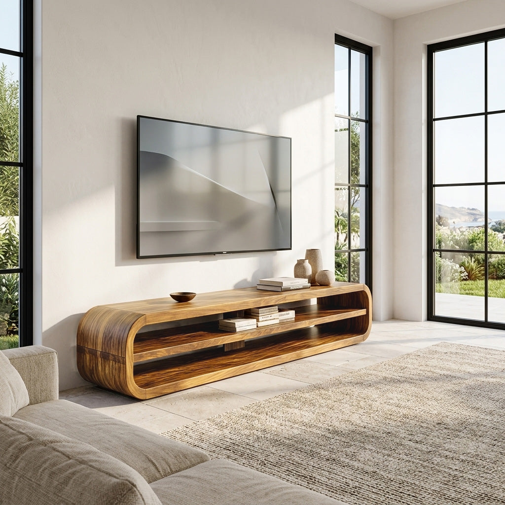 Contemporary Wooden TV Console With Open Storage For Living Room RTTHHNTVC109