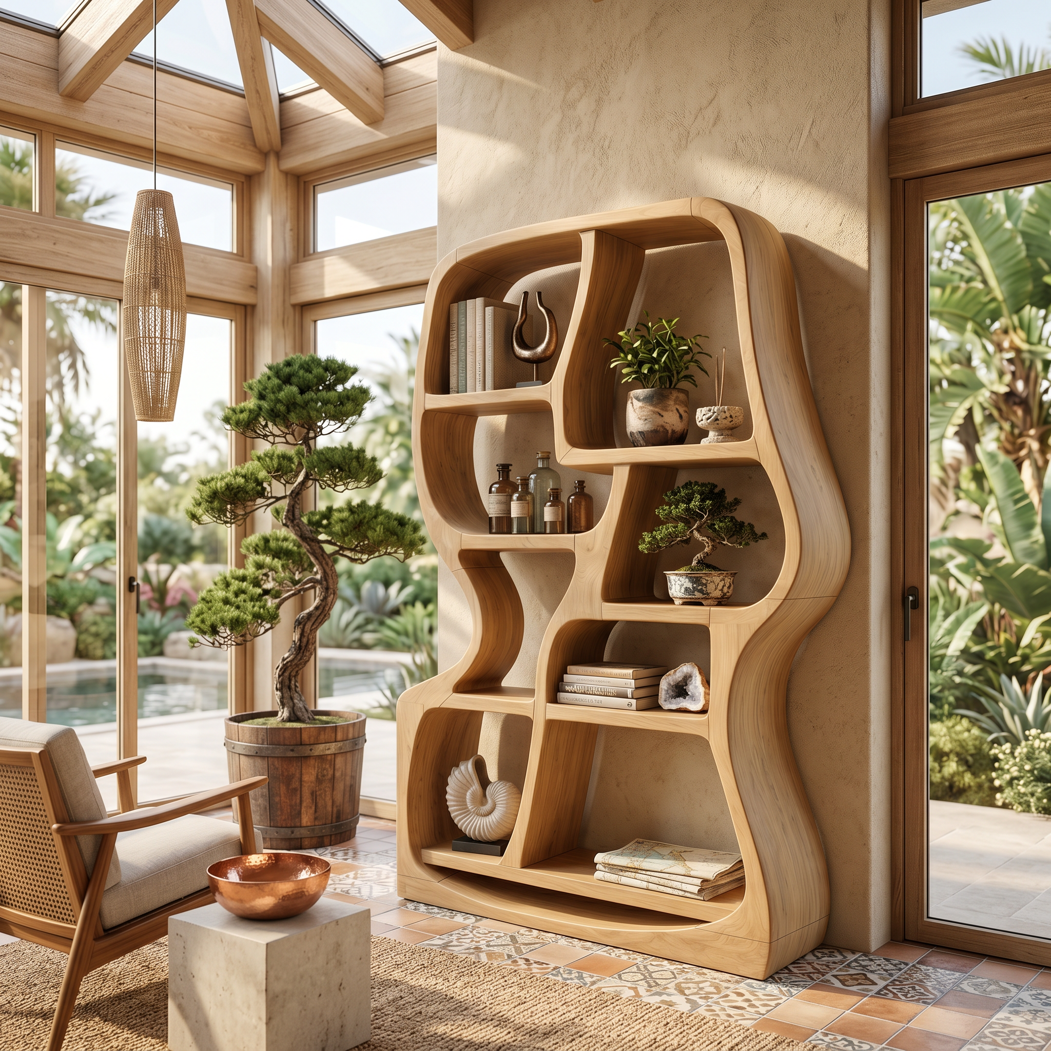 Modern Sculptural Bookshelf For Home Library Display SILDTTNBS037