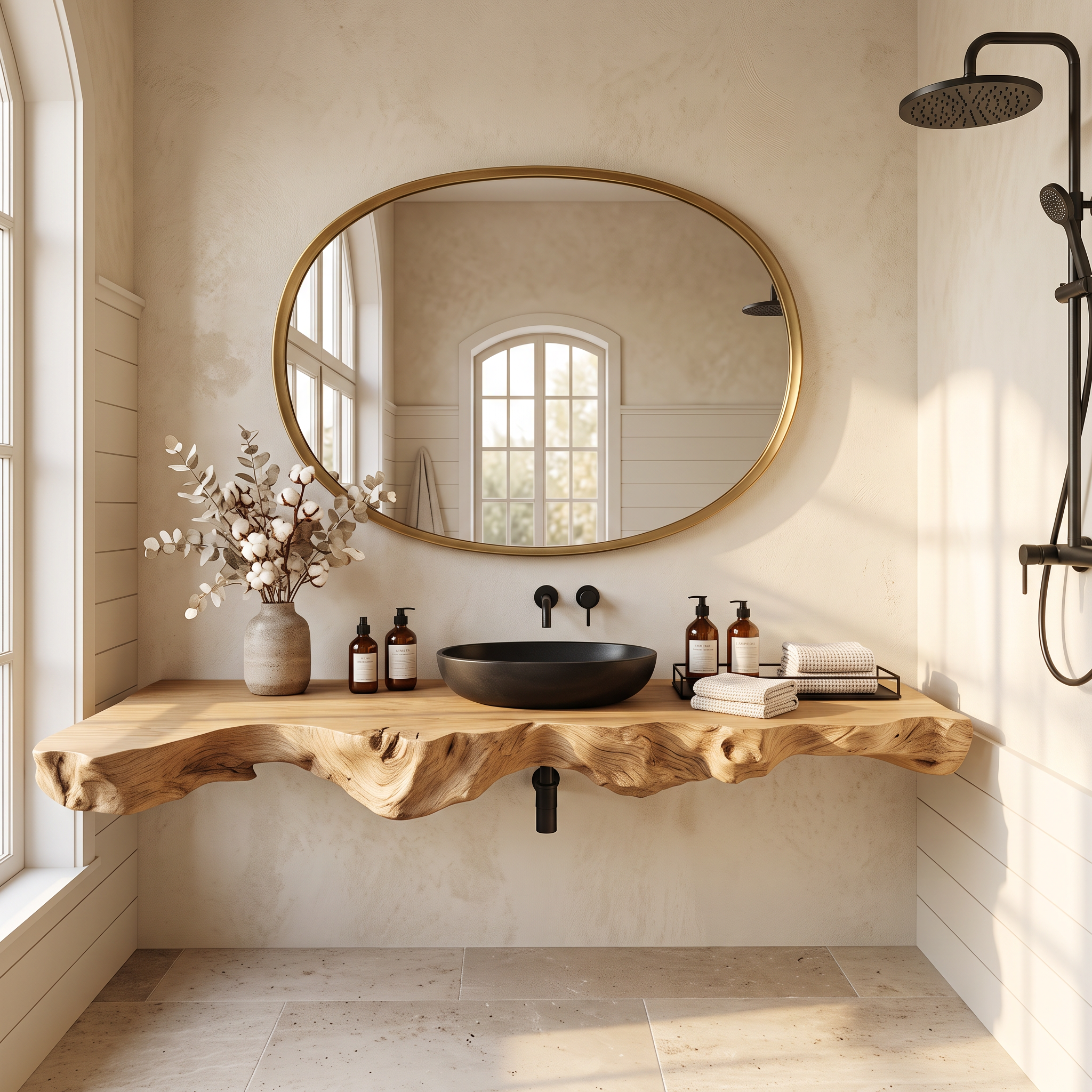 Live Edge Solid Wood Vanity For Rustic Bathroom SILDTTRBAS024