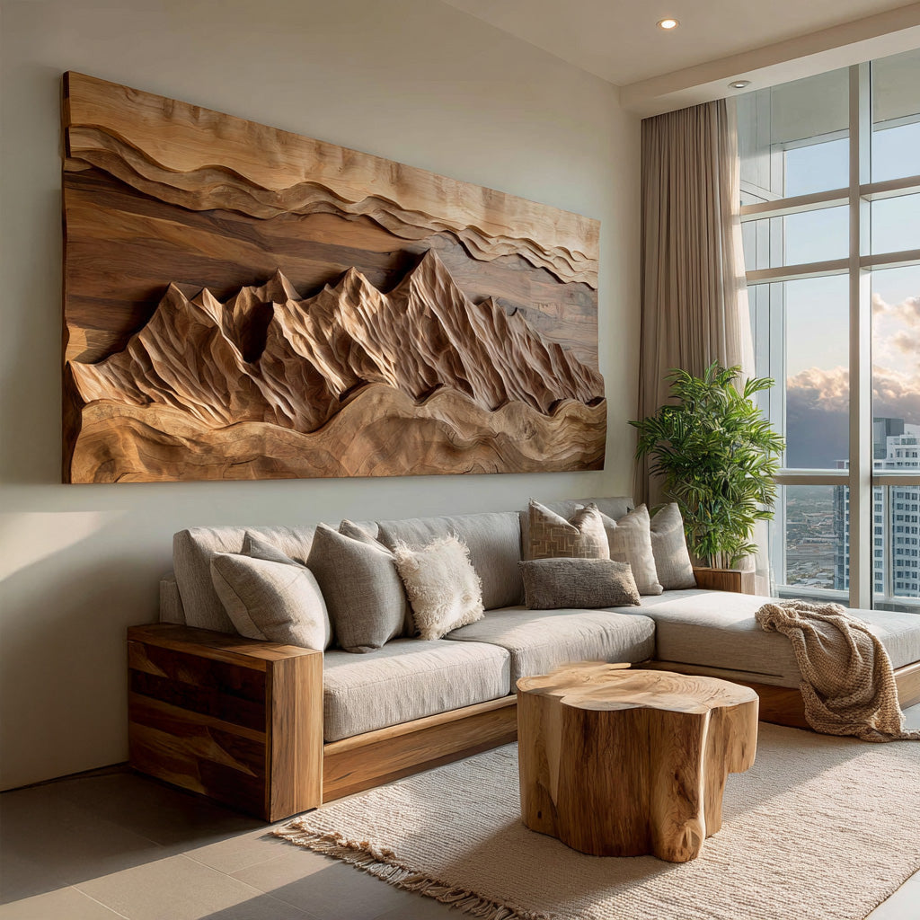 Organic Wood Wall Art Landscape Decor For Living Room RTTHHNWA172