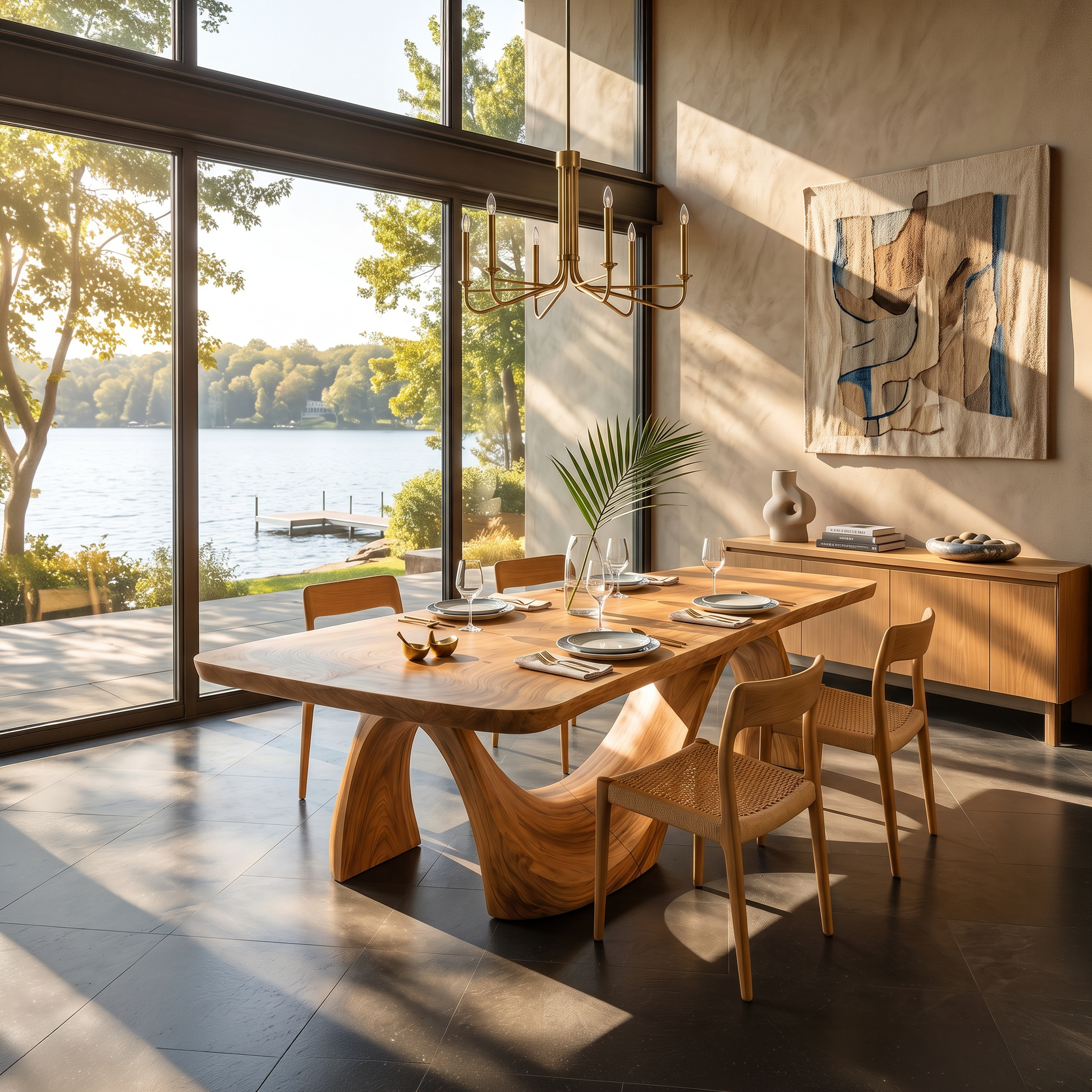 Minimalist Irregular Dining Table For Apartment Dining Area SILDTTNDN025