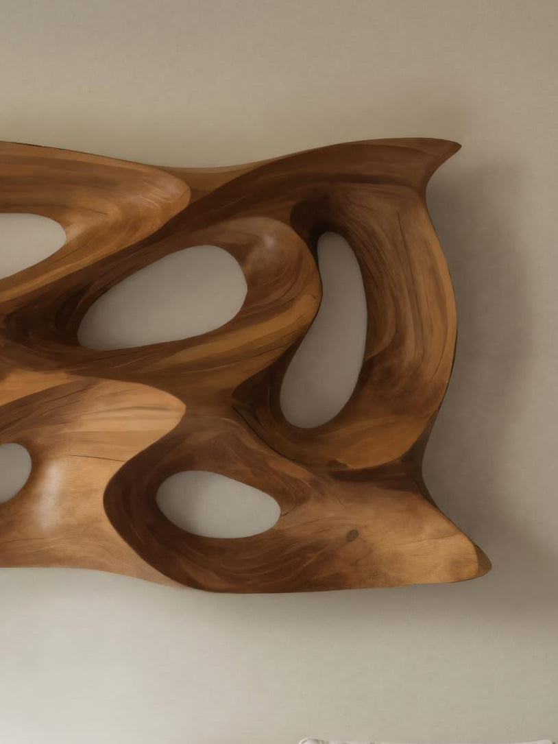Modern Sculptural Wall Art With Abstract Carved Panel For Lounge SITHHNWA022