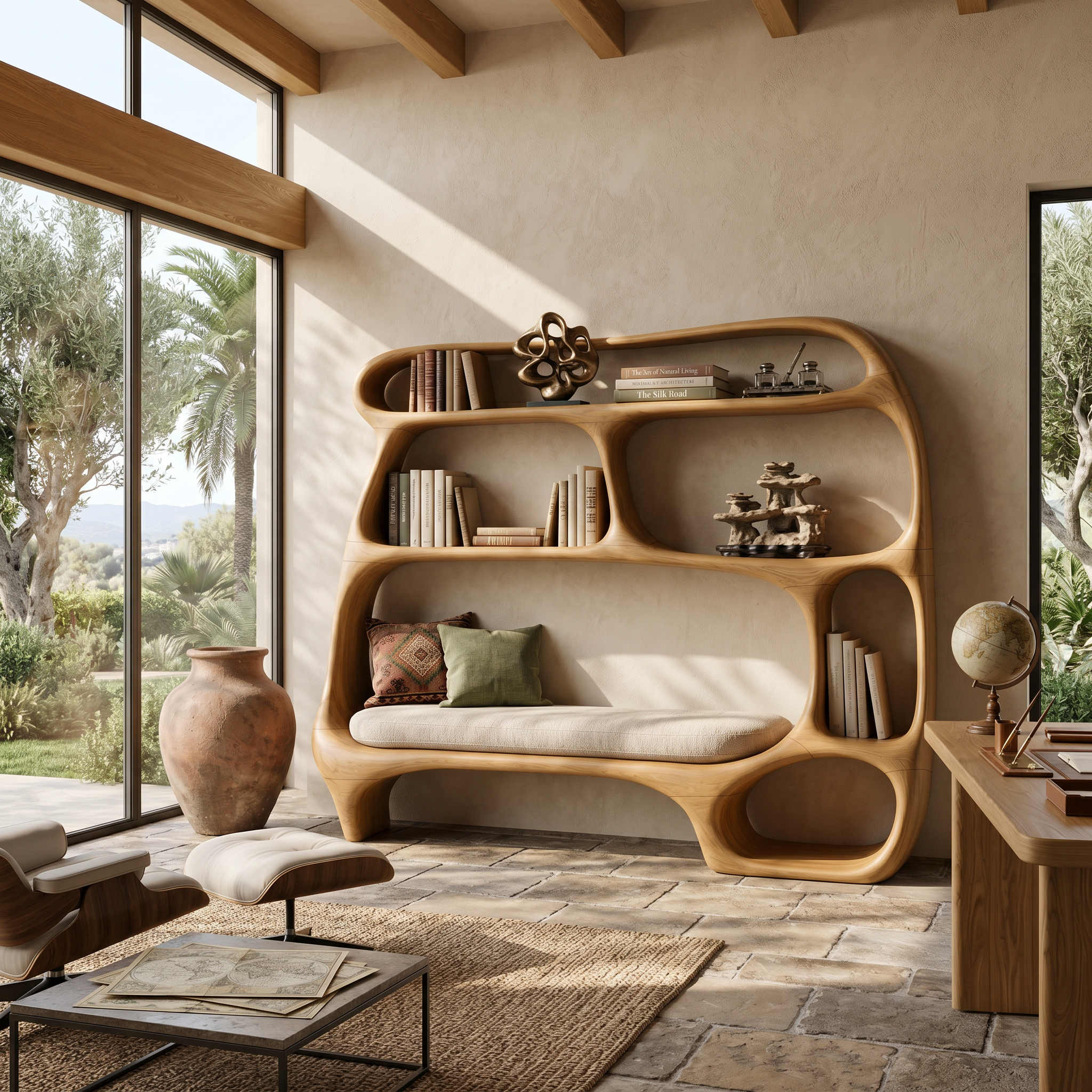 Contemporary Organic Bookshelf For Modern Living Room SILDTTNBS035