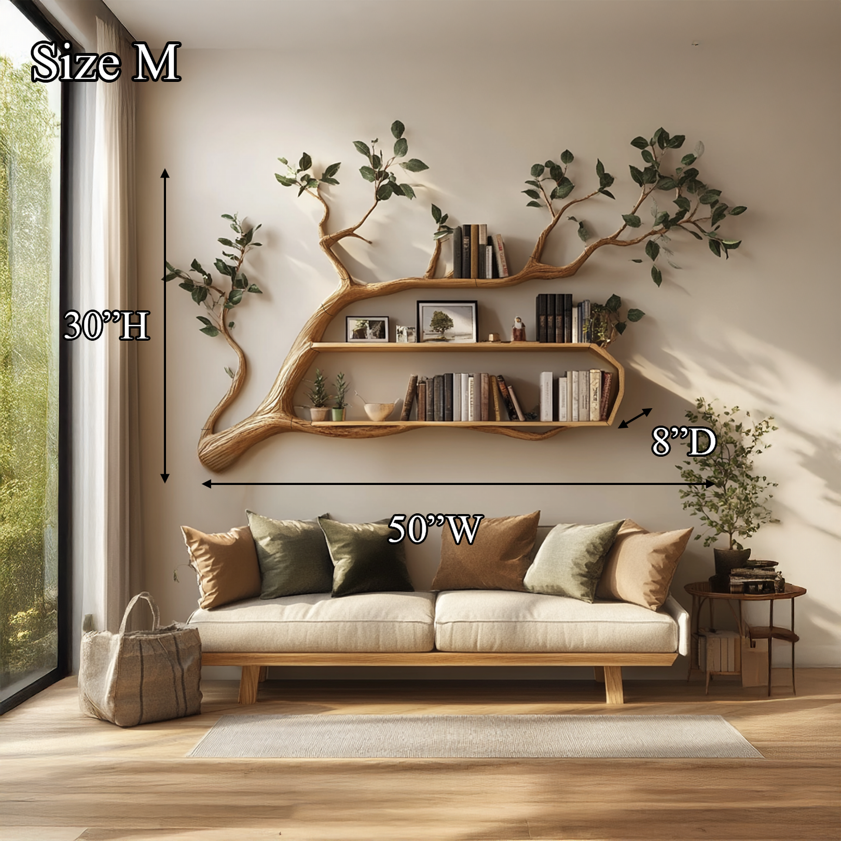 Rustic Branch Tree Bookshelf  Living Room Modern Decor SINLSATBS035