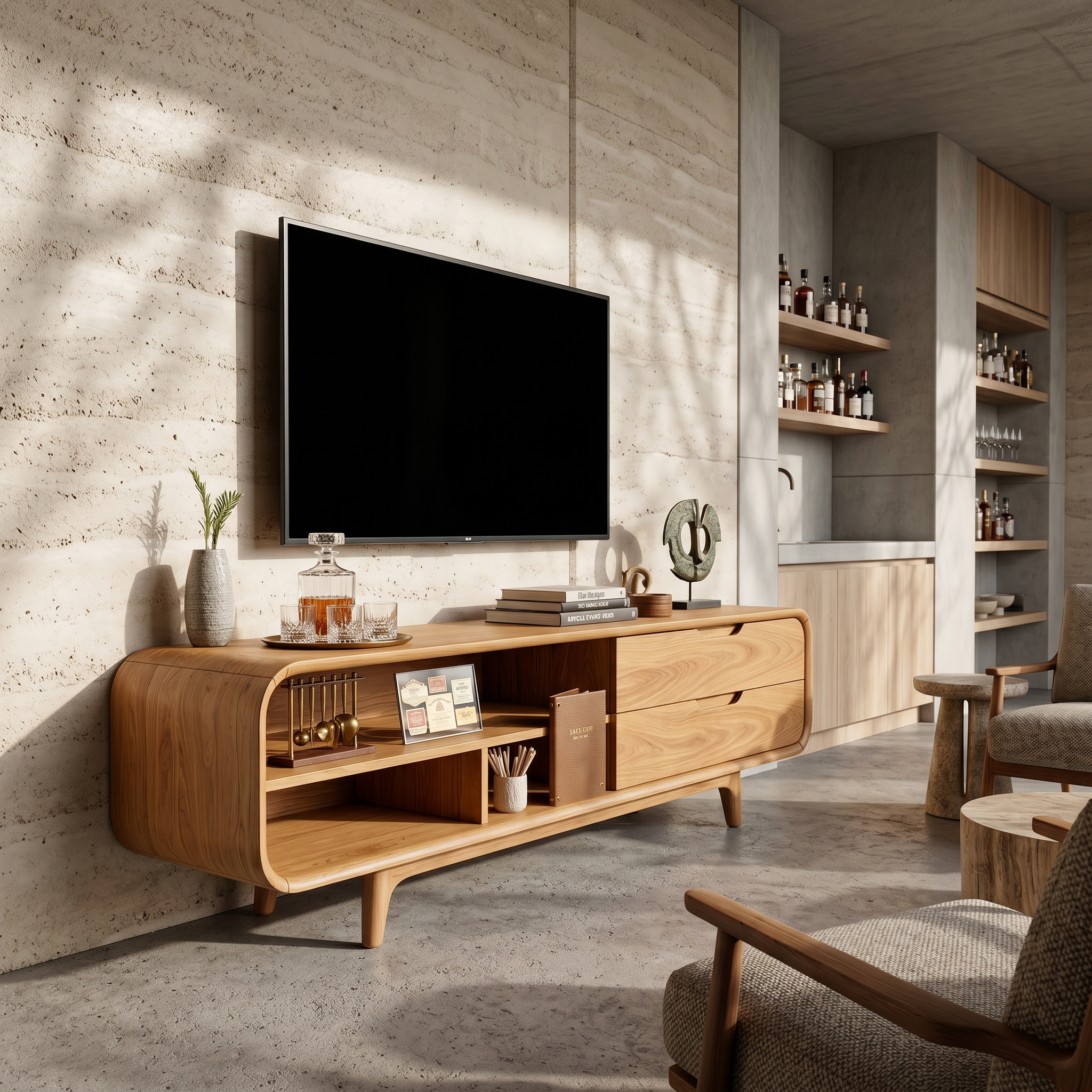 Luxury Walnut TV Cabinet For Elegant Master Suite SILDTTRTVC093