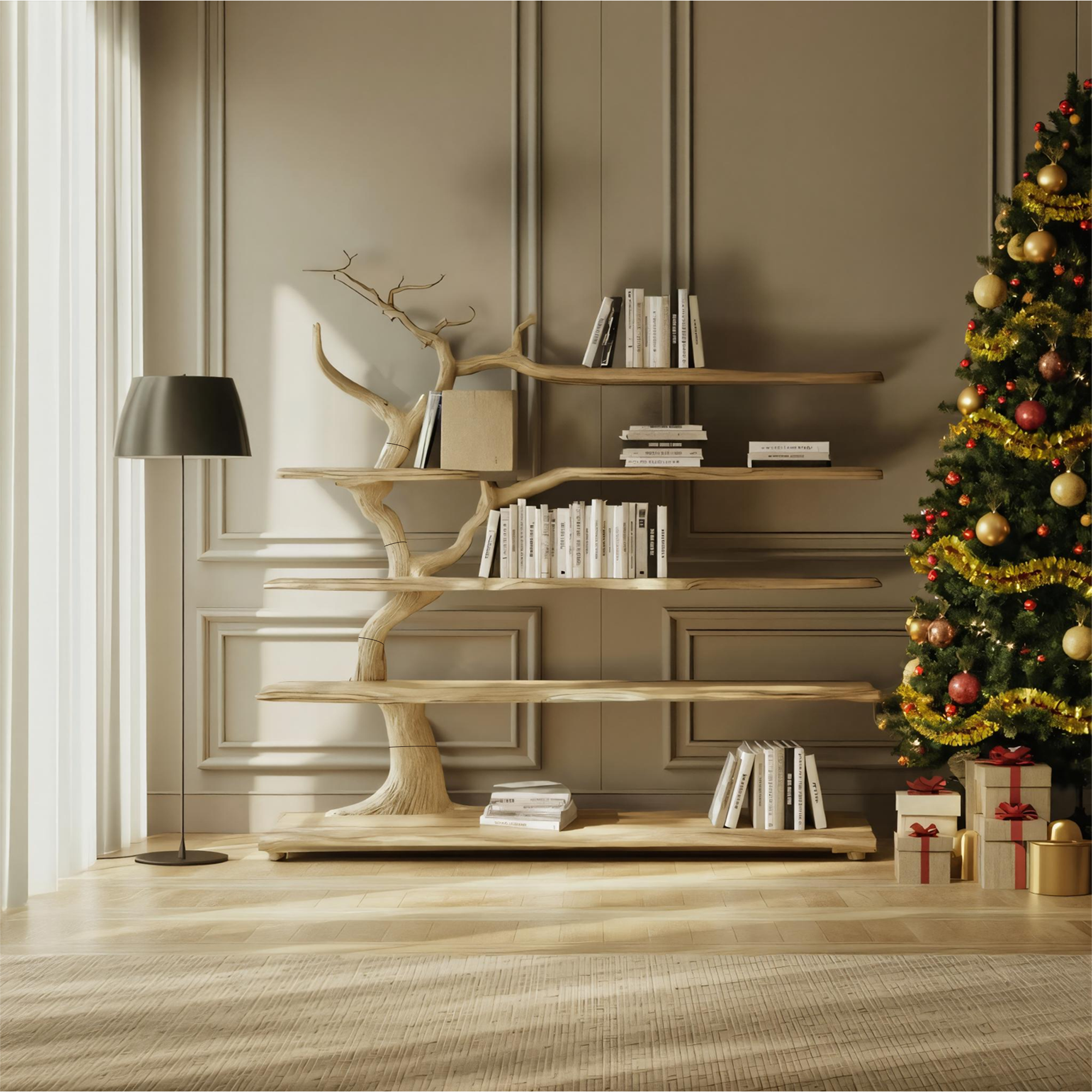 Rustic Organic Decorative Tree Shelf Living Room Or Reading Room SINLKITB577