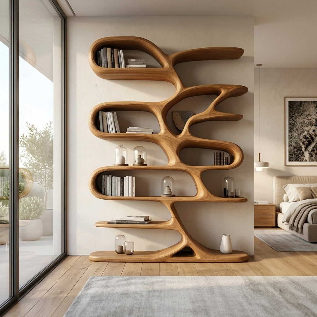 Contemporary Wooden Bookcase For Minimalist Living Room Decor RTTHHNBS158