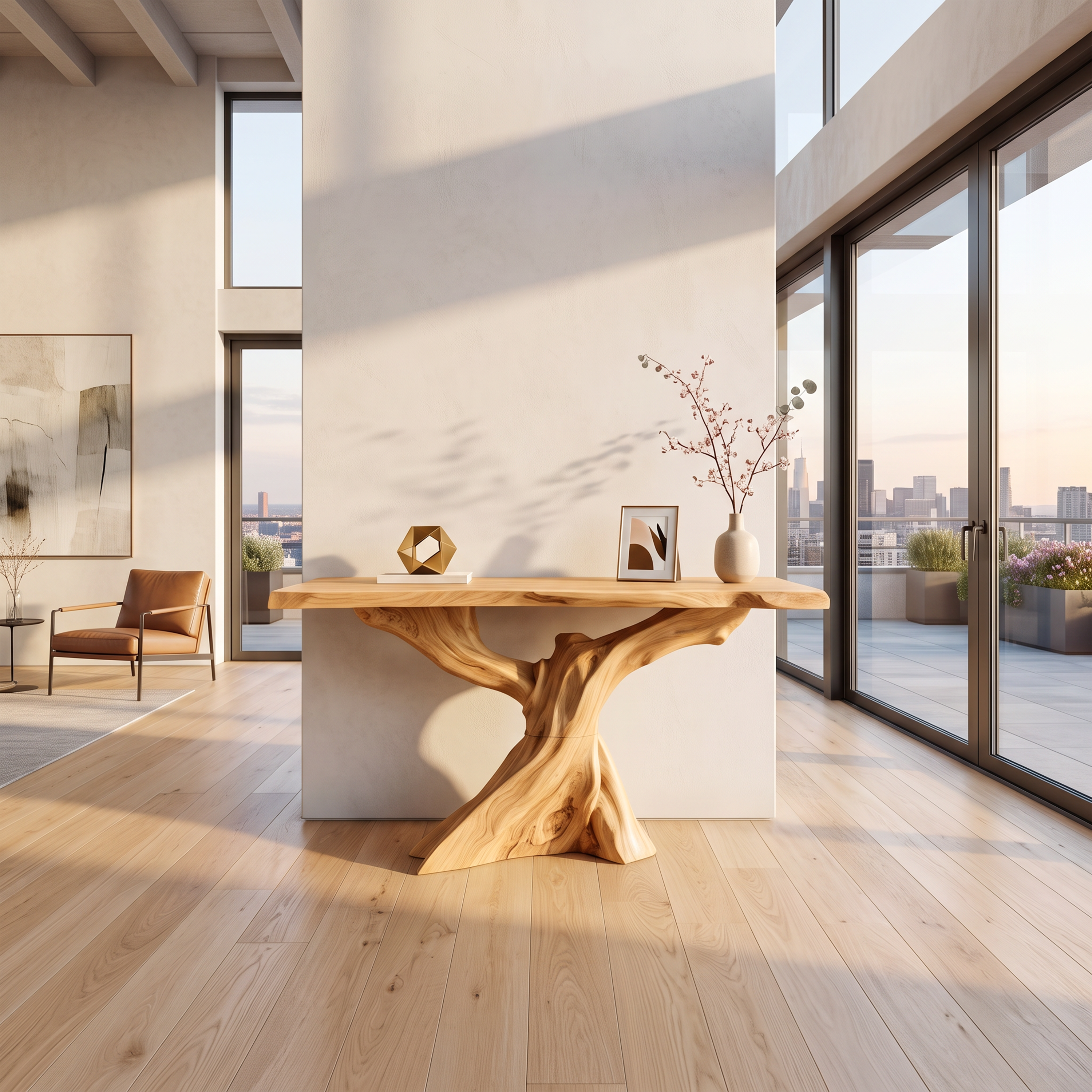 Modern Live Edge Console Table Organic Wood Furniture For Living Room SILDTTNCS074