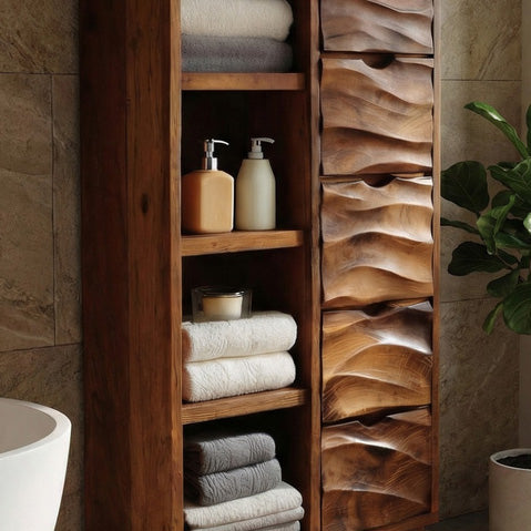 Contemporary Bathroom Cabinet With Open Shelves And Drawers For Spa RTTHHNBRC027