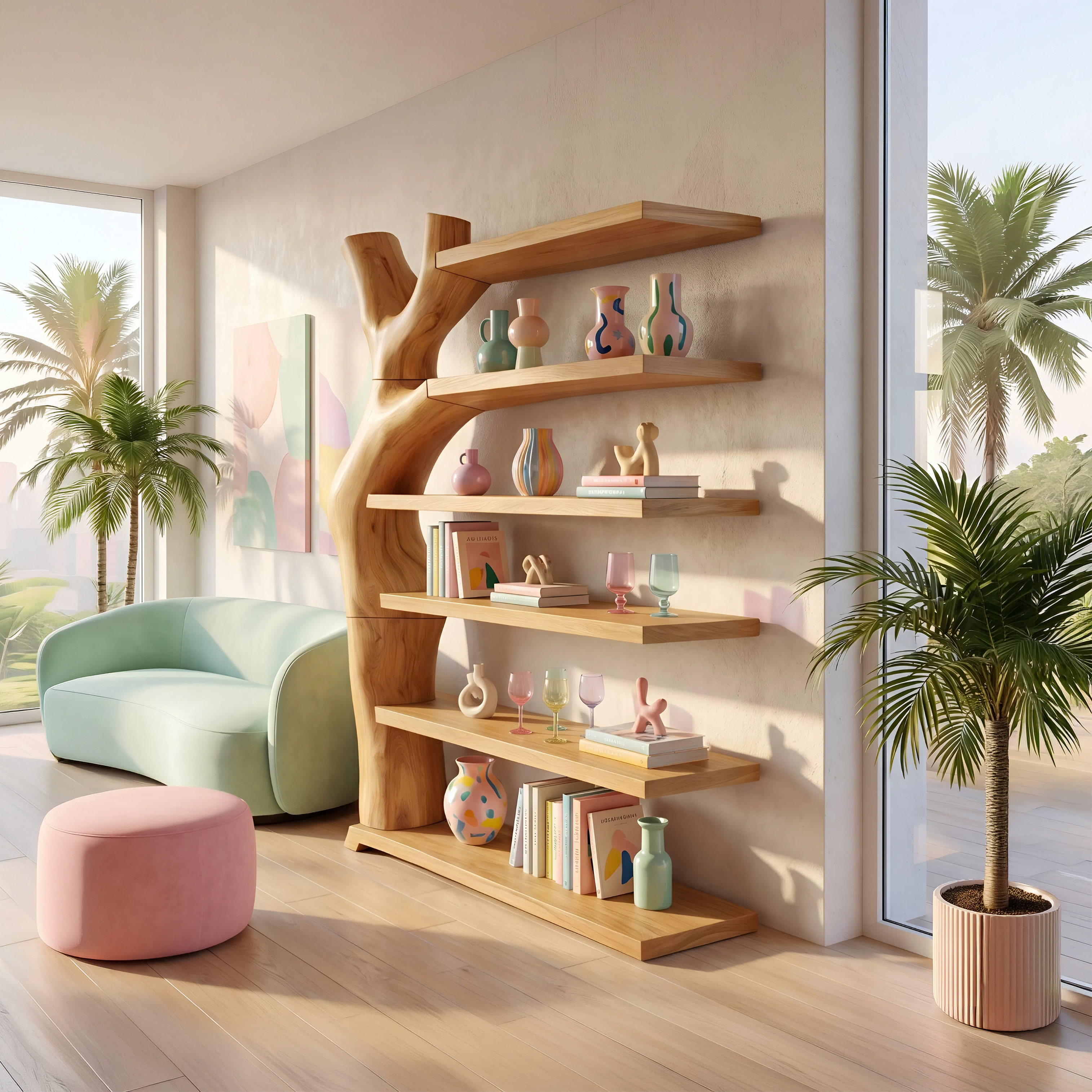Modern Artistic Bookshelf Display Organizer For Living Room SILDTTNBS014